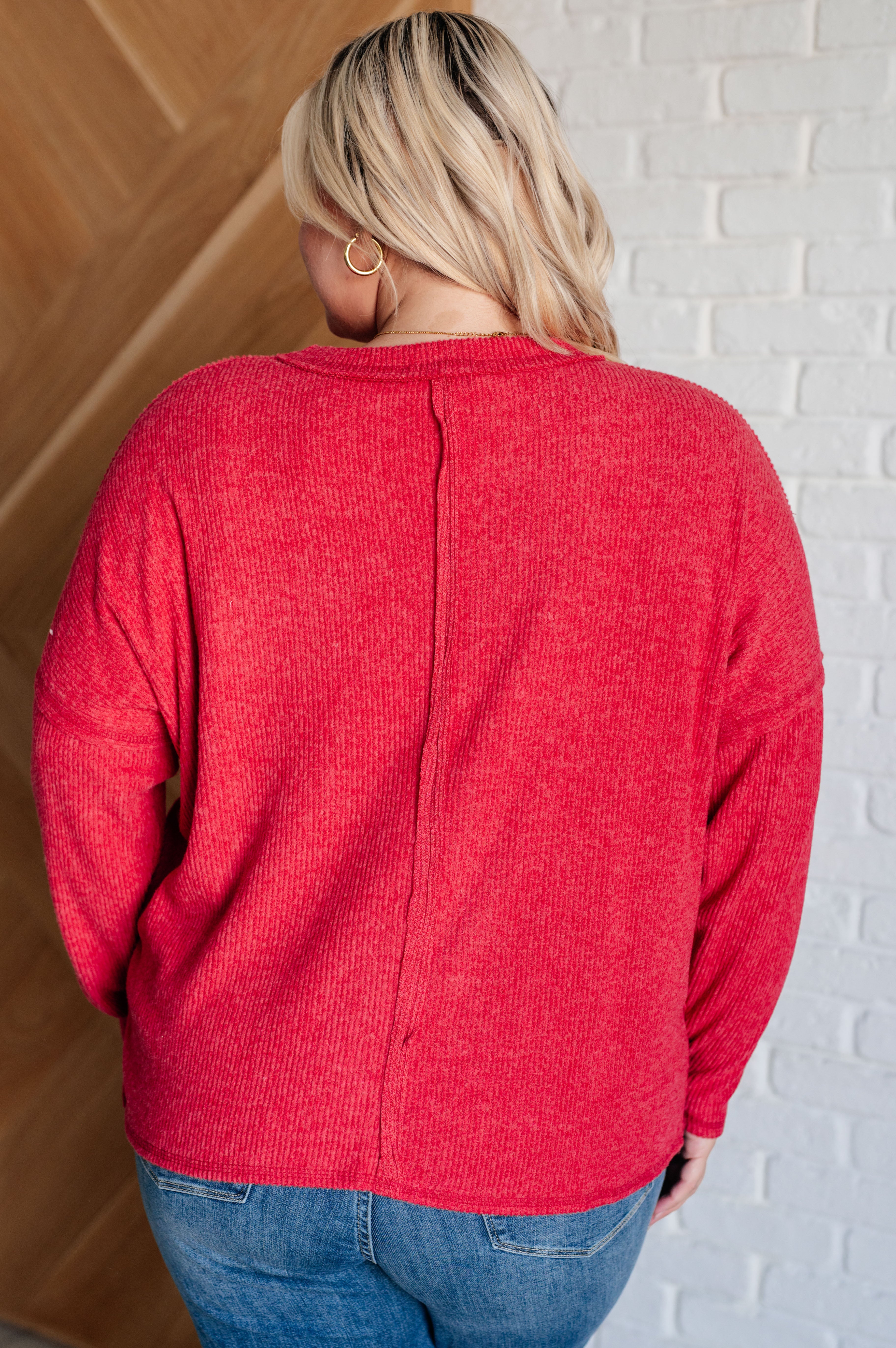 Dark Red Ribbed Knit Sweater for Women - Cozy Casual Pullover for Fall & Winter | Perfect for Office Wear, Date Nights & Weekend Outfits