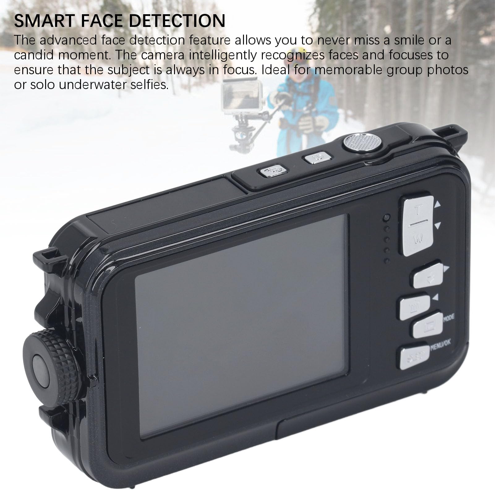 2.7K 48MP Underwater Digital Camera with Autofocus & Dual Screens - 10FT Waterproof, 16X Zoom, 650mAh Battery - Perfect for Kids, Selfies, Snorkeling & Beach Vacations