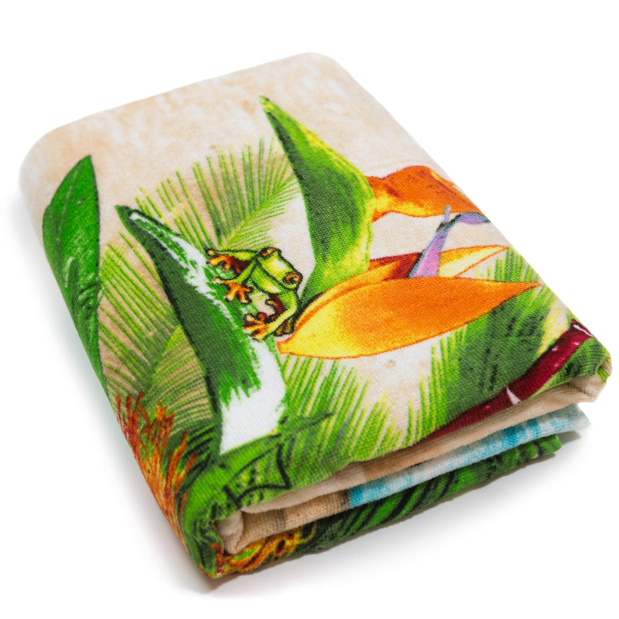 Florida Beach Blanket 54 x 68 Inch - 100% Cotton Oversized Beach Towel for Family, Picnic & Travel - Sunset Island Design - Perfect for Beach, Pool, Yoga & Outdoor Activities