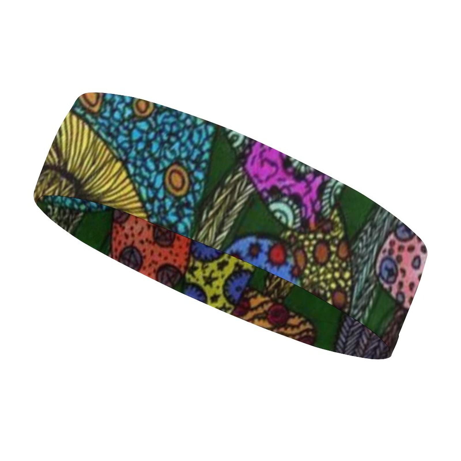 Aiyoolee Women's Cute Sweat Bands - Psychedelic Mushroom Print Non-Slip Headband for Workout, Running, Basketball & Yoga | Moisture Wicking Sports Bandana for Men & Women | Perfect for Gym, Fitness & Outdoor Activities