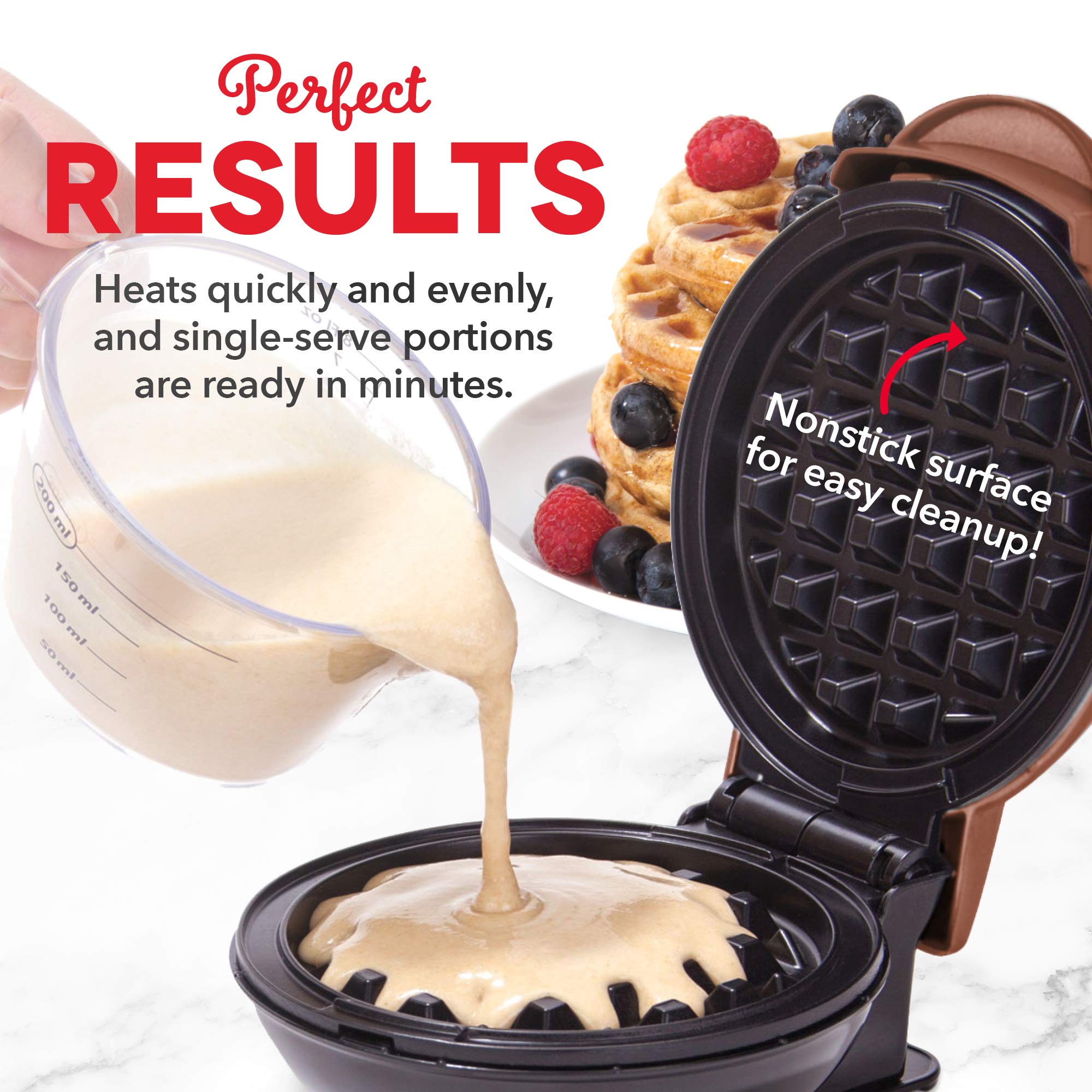 DASH Mini Waffle Maker for Individual Waffles, Hash Browns & Keto Chaffles - 4 Inch Non-Stick Electric Waffle Iron with Easy Clean Surface - Compact Waffle Machine for Breakfast, Snacks & Keto Diet (Orange Leopard Print)