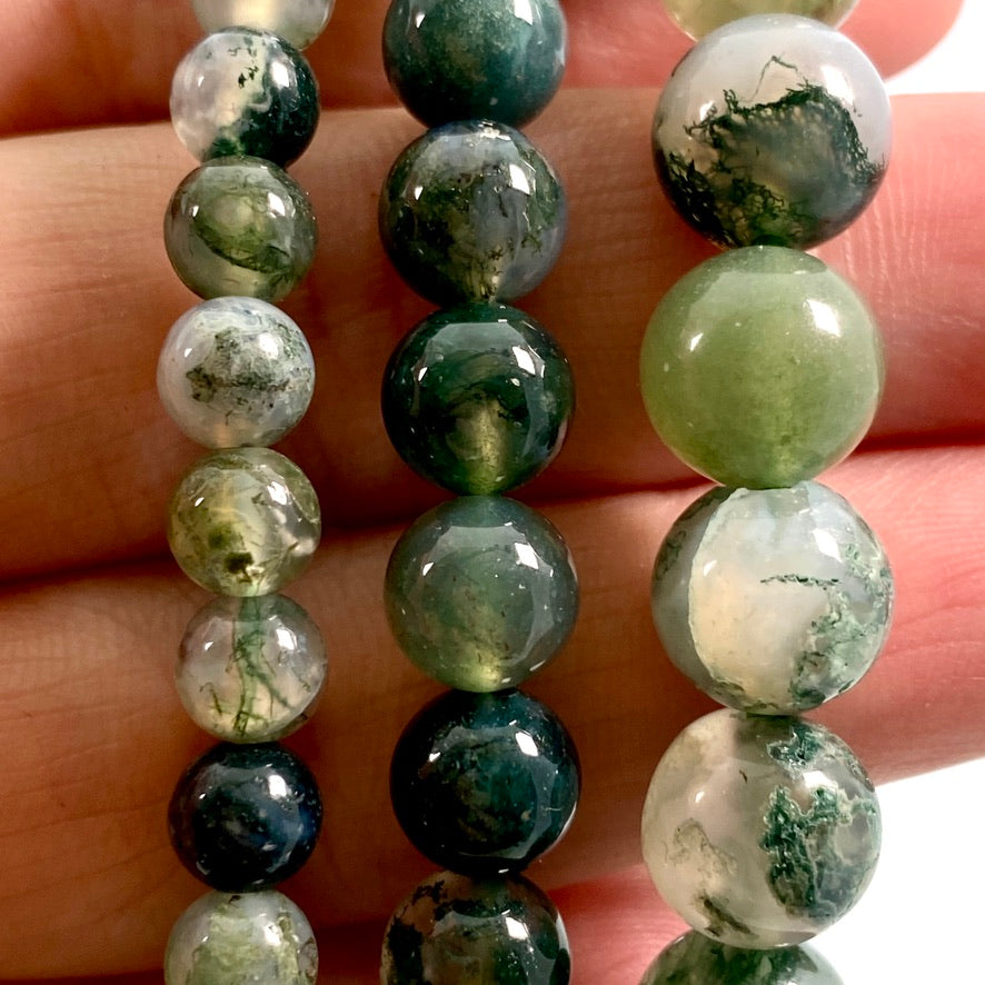 Natural Moss Agate Healing Bracelet for Women - Handmade Adjustable Beaded Crystal Jewelry for Meditation, Chakra Balancing & Positive Energy - Perfect for Yoga, Spiritual Gifts & Everyday Wear