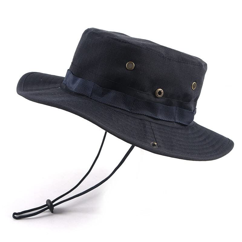 Women's Wide Brim Sun Hat UV Protection Windproof Beach Hat & Men's Bucket Hat for Fishing Hiking - Summer Outdoor Safari Hunting Cap (Navy) - Perfect for Beach Vacation, Travel and Outdoor Adventures