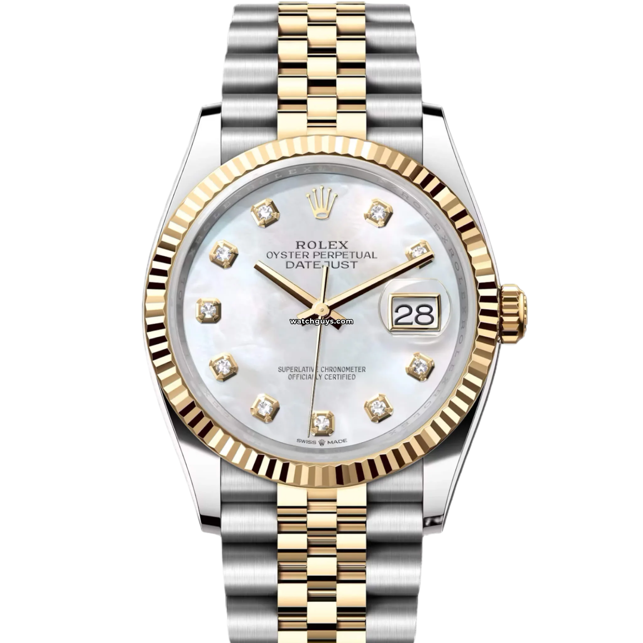 Rolex Datejust 116233 Men's Watch - 18K Gold & Stainless Steel, Mother of Pearl Diamond Dial, Jubilee Bracelet - Luxury Dress Watch for Business & Formal Occasions