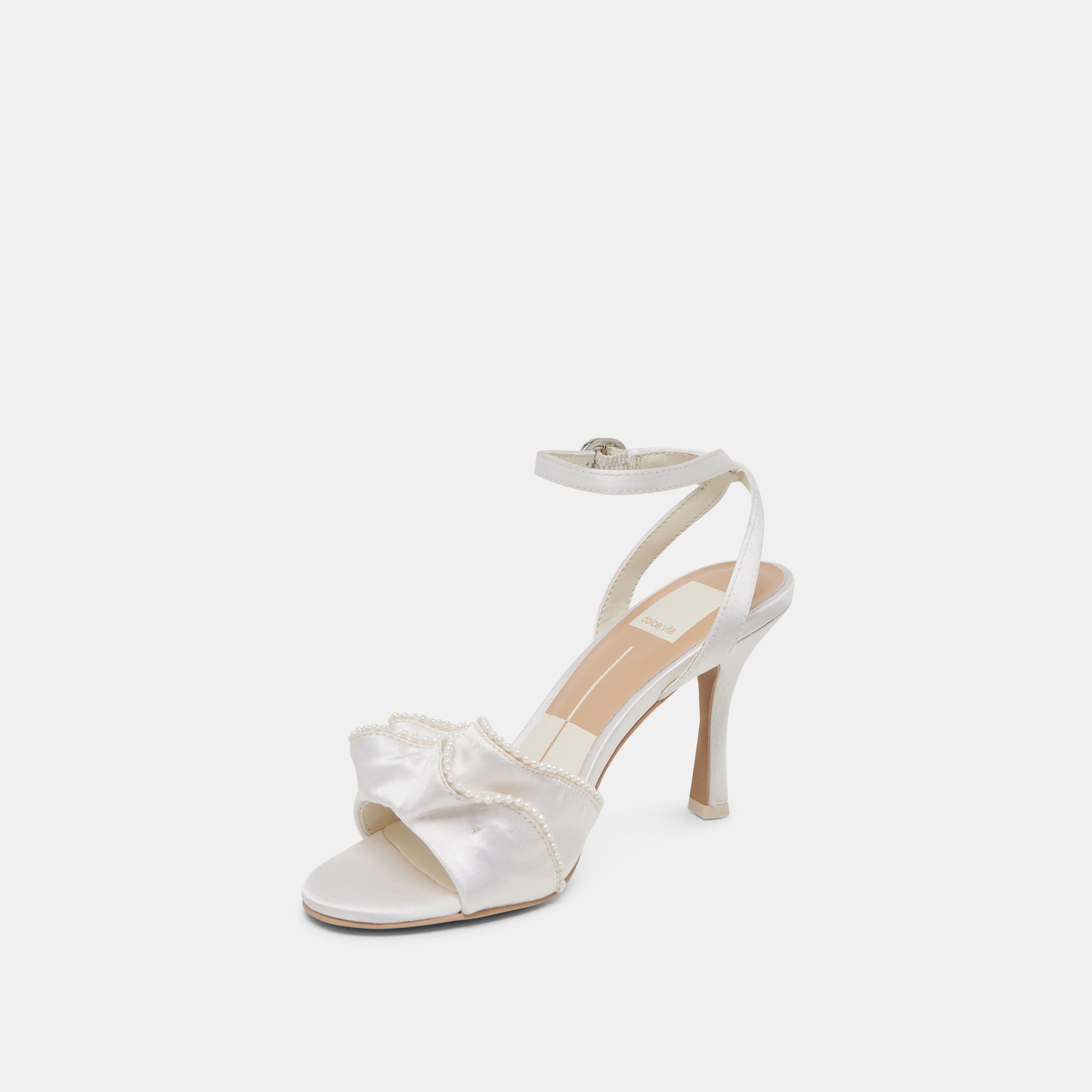 LUNETE Pearl Heels - Vanilla Satin Women's High Heels for Weddings, Parties & Special Occasions | Elegant & Comfortable Dress Shoes