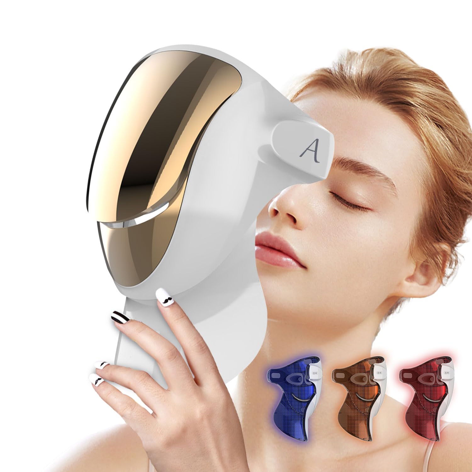 Aphrona® Halo LED Light Therapy Face Mask - Blue & Red Light Photon Therapy for Acne Treatment, Wrinkle Reduction & Skin Rejuvenation | At-Home Skincare Device for Anti-Aging & Clear Complexion (White) | Perfect for Daily Skincare Routine & Spa Treatments
