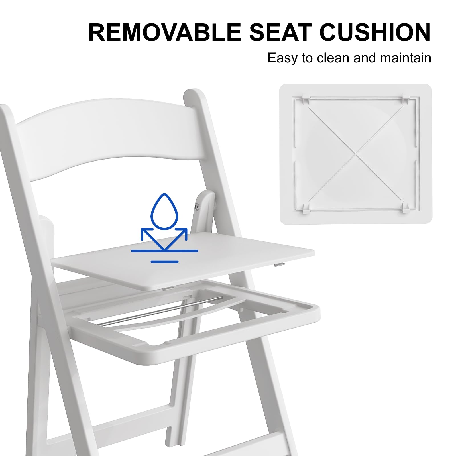 4 Pack White Resin Folding Chairs with Cushion - Lightweight Plastic Foldable Chairs for Wedding, Party, Home & Events - Indoor/Outdoor Use with 600lbs Capacity - Perfect for Backyard BBQs, Picnics, Banquets and Temporary Seating