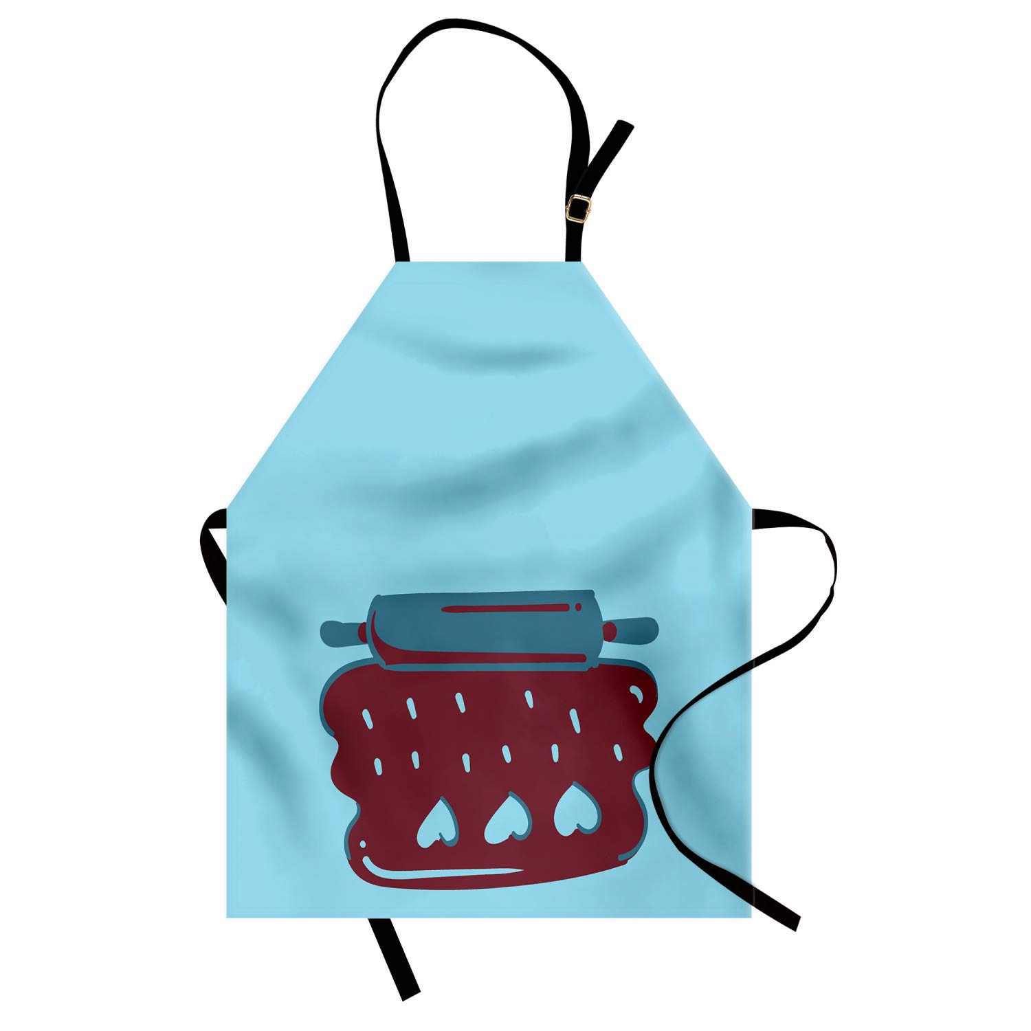 Ambesonne Personalized Chef Apron - Cartoon Baking & Cooking Design with Colorful Rolling Pin Dough Motif - Adjustable Neck Unisex Kitchen Bib for Adults - Perfect for Home Cooking, Baking Classes & BBQ Parties - Sea Blue