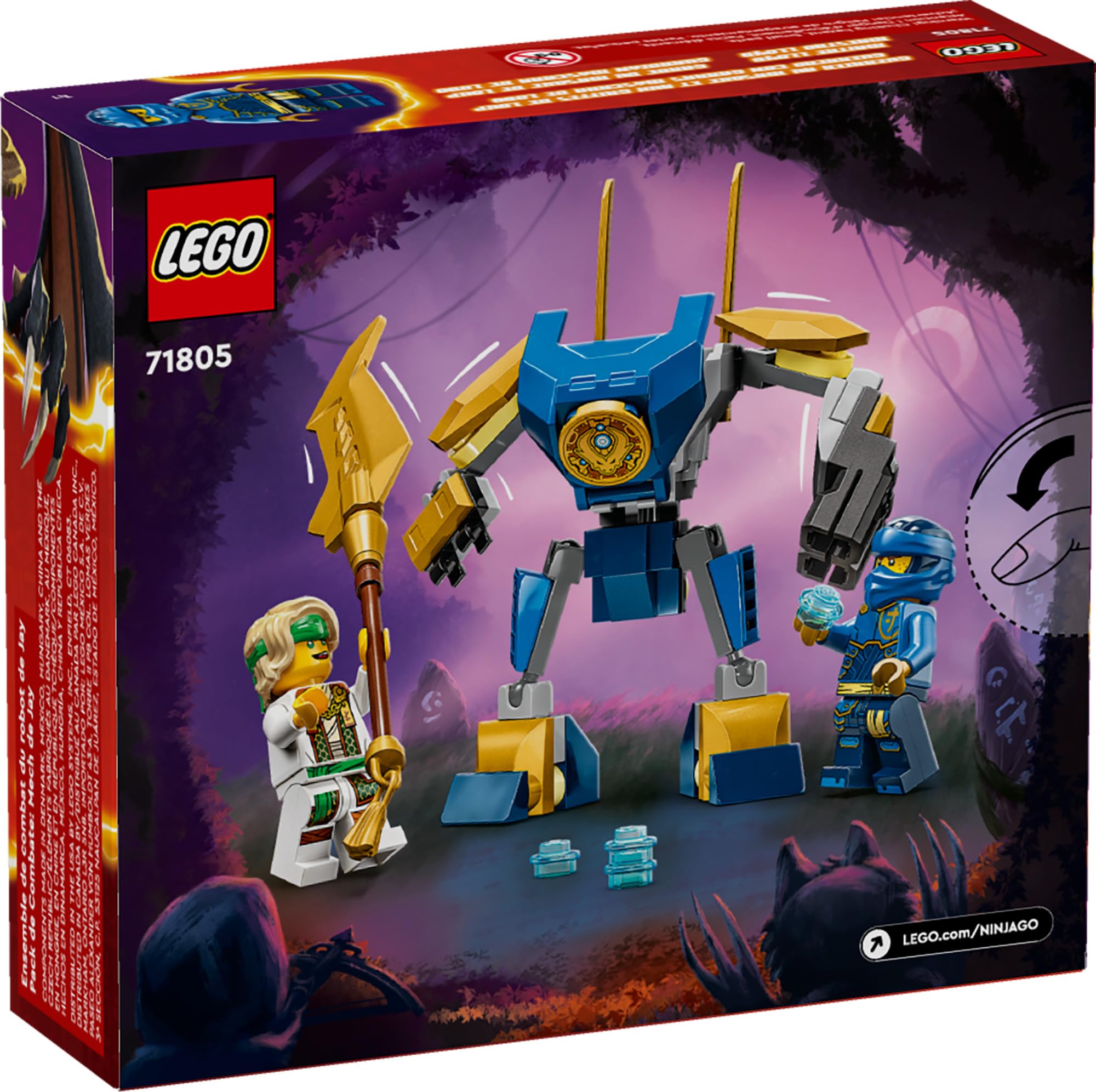 LEGO NINJAGO Jay’s Mech Battle Pack Adventure Toy Set (71805) - Includes Jay Minifigure & Mech Figure, Creative Building Kit for Kids Ages 6+, Perfect Ninja Gift for Boys & Girls - Great for Birthday Presents, Playtime Adventures & Collectible Displays