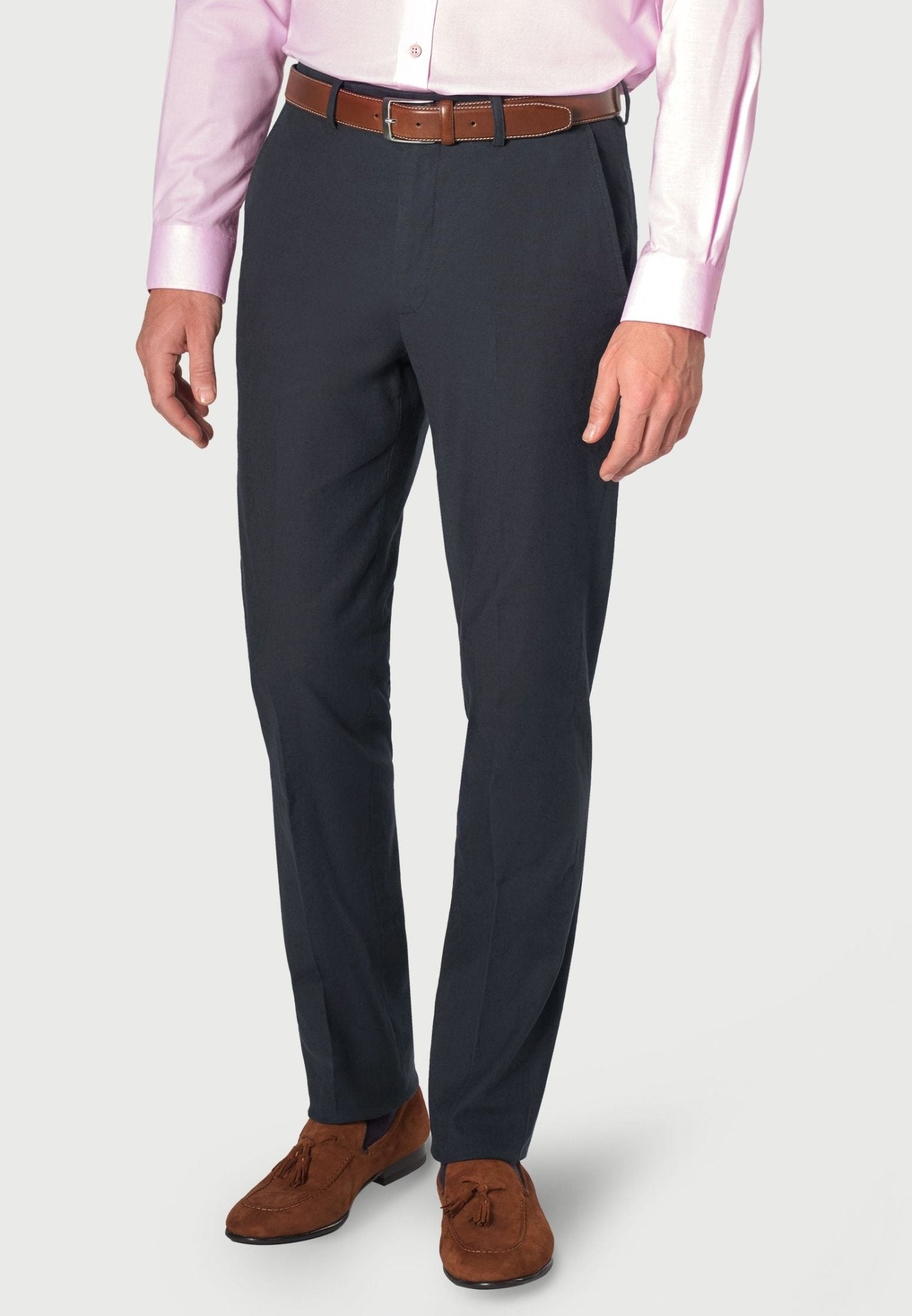 BROOK TAVERNER Amiss Linen Stretch Women's Pants - Navy Blue Regular Fit | Comfortable Office & Casual Wear for Women