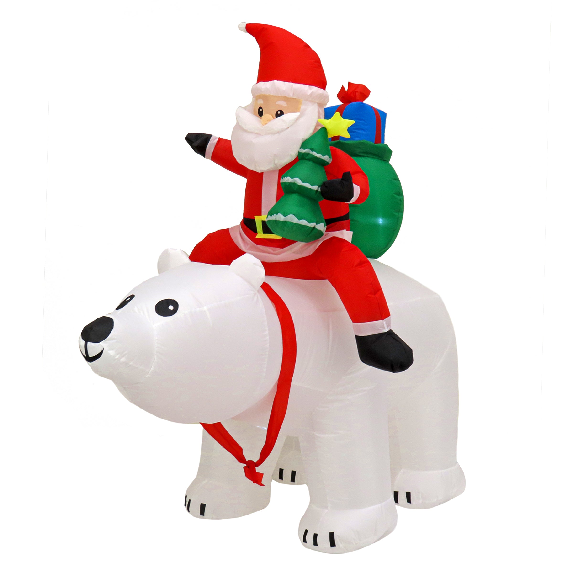 6 ft. Inflatable Santa Riding Polar Bear Christmas Yard Decoration - Outdoor Holiday Decor for Lawn, Garden & Xmas Party Decorations
