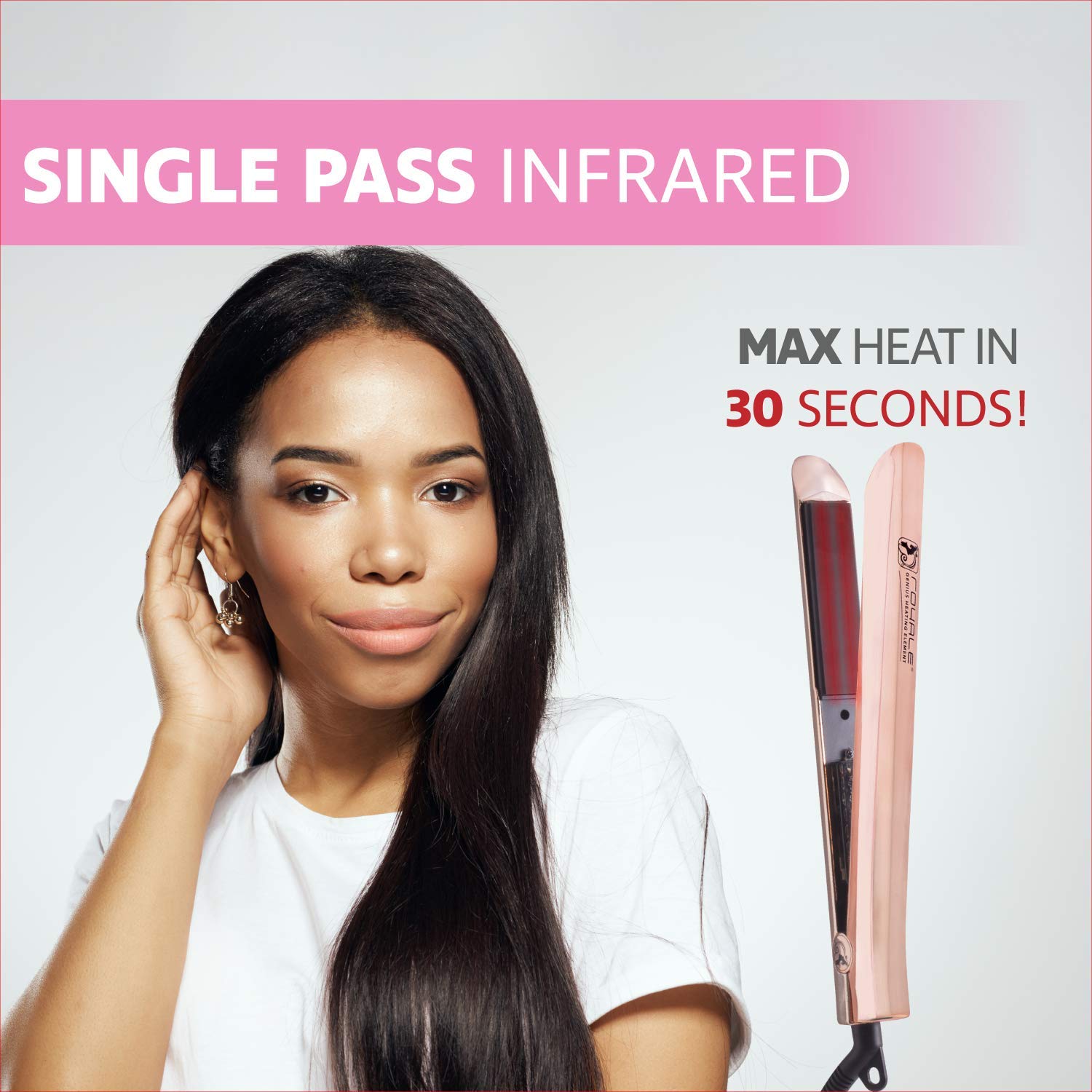IGP RU Platinum Genius Hair Straightener and Curling Iron with Heating Element - Rose Gold | Professional Styling Tool for Smooth & Wavy Hair | Perfect for Home Use, Salon Styling & Travel