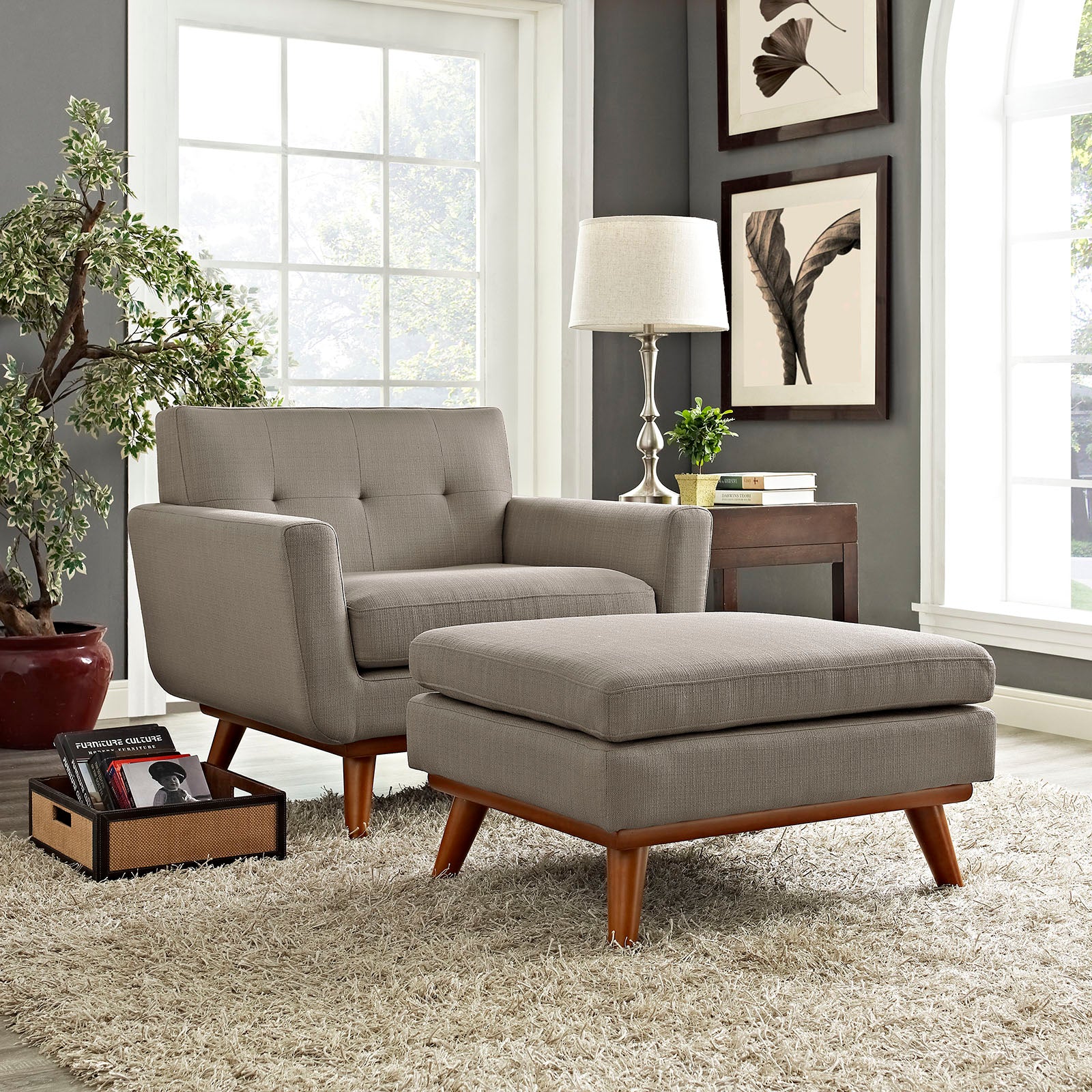 Engage 2-Piece Armchair and Ottoman Set - Modern Living Room Furniture for Relaxation & Comfort - Perfect for Home, Office or Lounge Areas