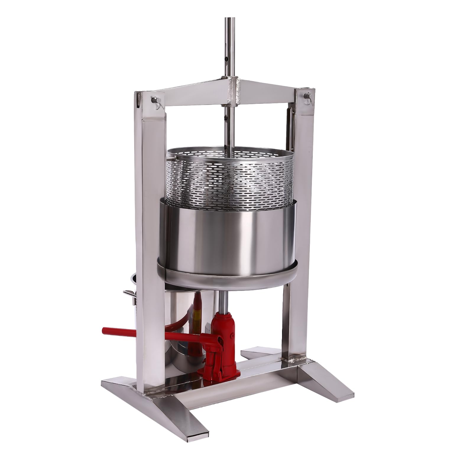 5.28 Gallon (20L) Heavy-Duty Stainless Steel Fruit & Wine Press with Hydraulic Jack - Manual Juice Crusher for Apple, Grape, Berry - Perfect for Home Winemaking, Cider Pressing & Fresh Juice Extraction