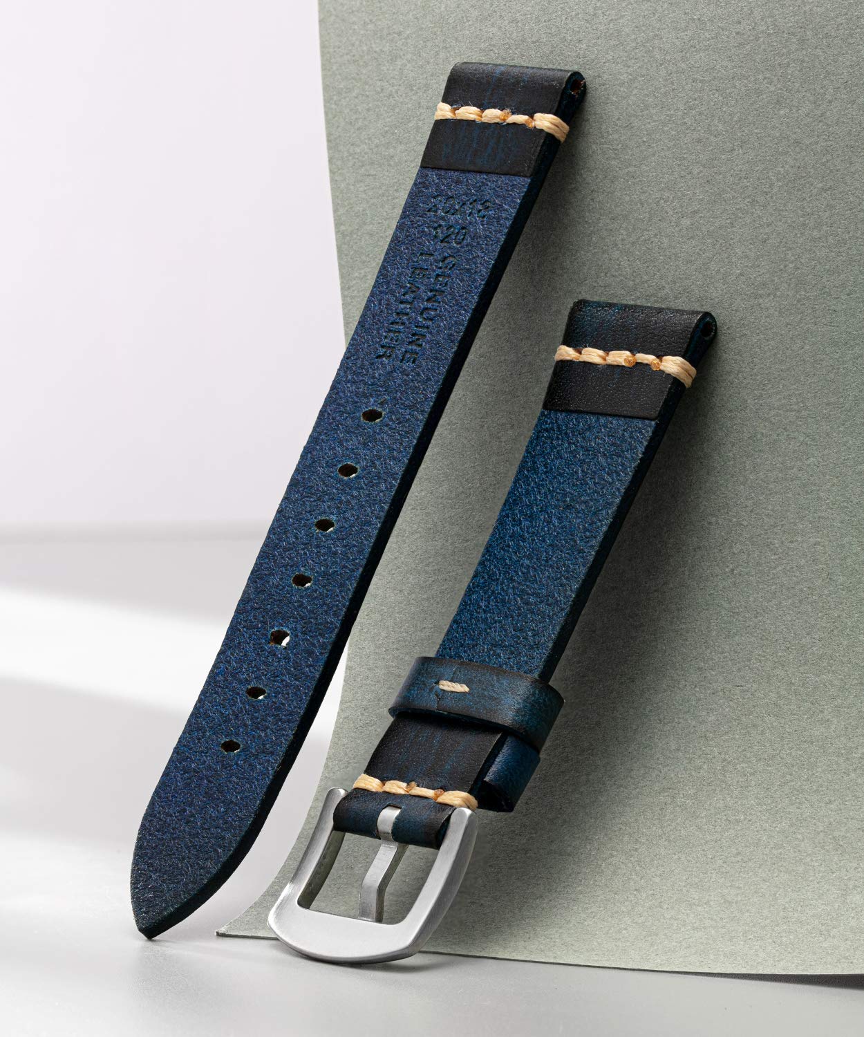 Premium Leather Watch Band for Samsung, Huawei, Garmin Smartwatches - 18/20/22/24mm Tan Brown Genuine Leather Strap Replacement - Perfect for Business, Casual & Outdoor Activities