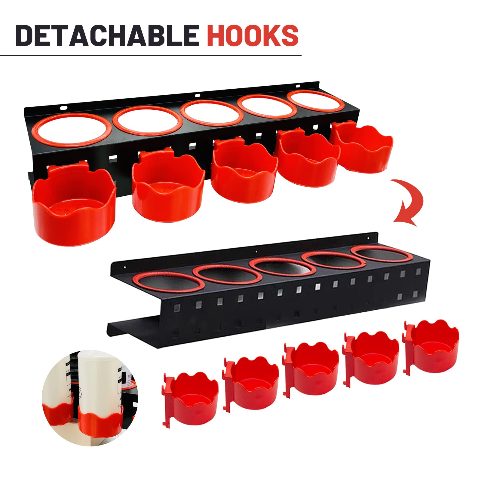 **Wall Mount Spray Bottle Storage Rack with Extra Abrasive Holder – Auto Detailing Tool Organizer for Car Wash & Beauty Shop Accessories (Ideal for Garage, Salon & Workshop Organization)**