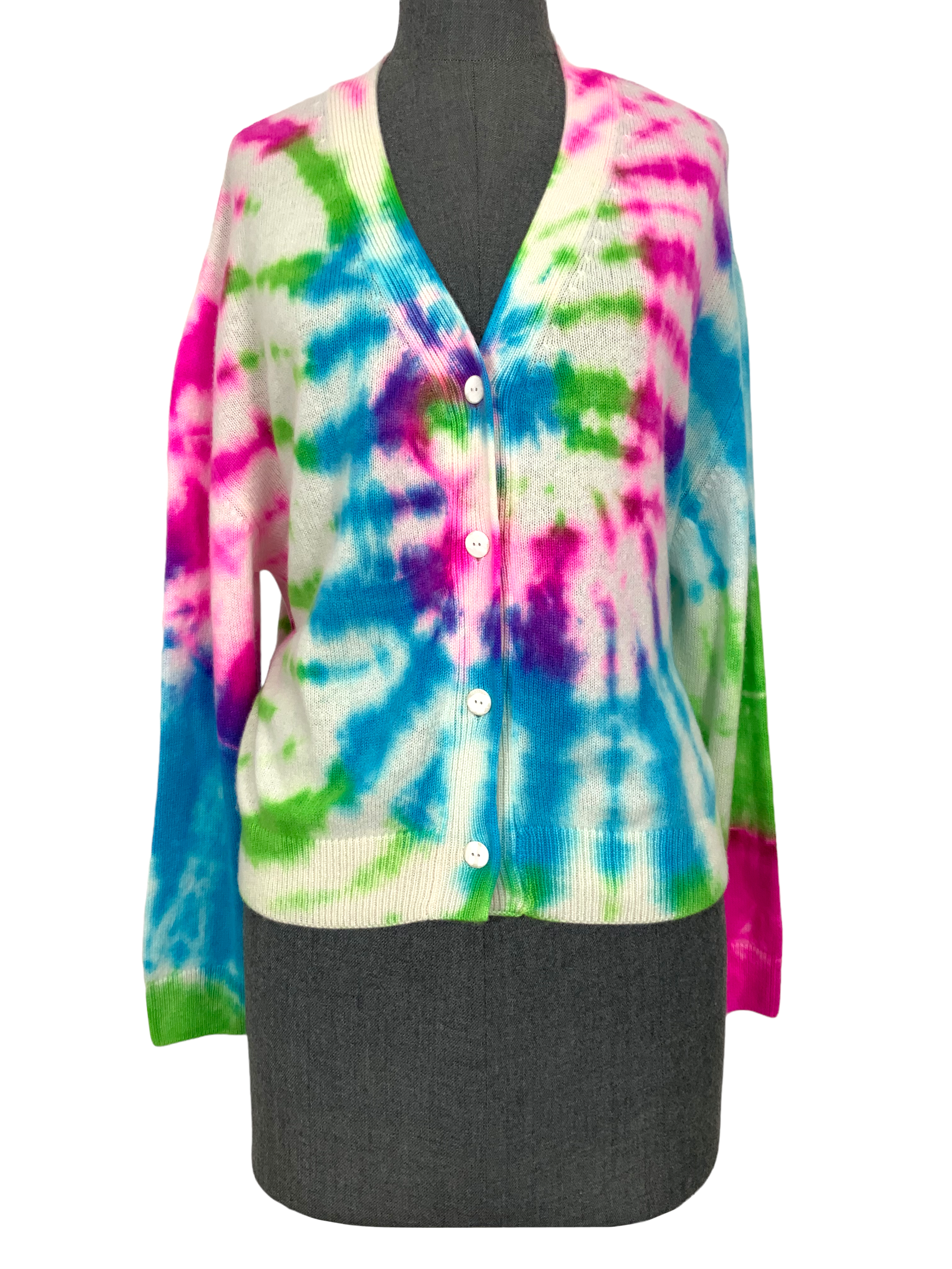 The Elder Statesman Tie Dye Cashmere Cardigan Women's Size S - Soft Luxury Sweater for Fall & Winter, Perfect for Casual Outings & Cozy Evenings
