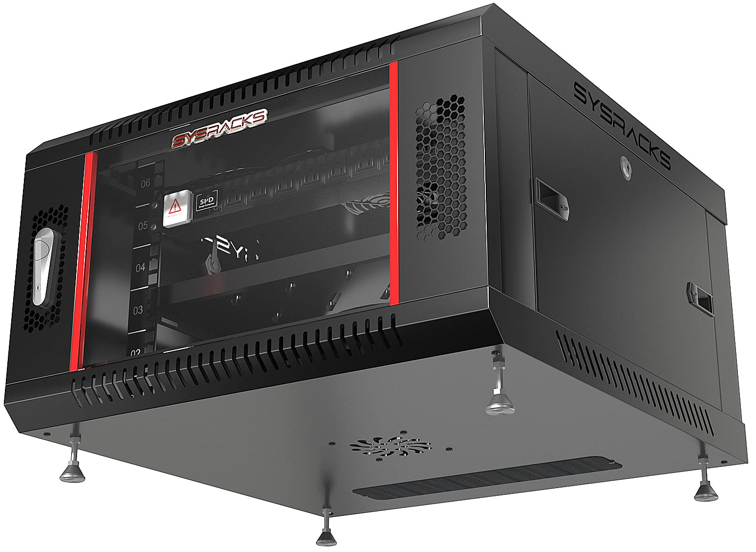 Sysracks 6U Wall Mount Server Rack Cabinet - Secure Locking Network & AV Equipment Enclosure with Legs, Power Strip, Shelf & Cooling Fan (24-Inch Deep) - Ideal for Home Office, Data Centers & Audio/Video Setup