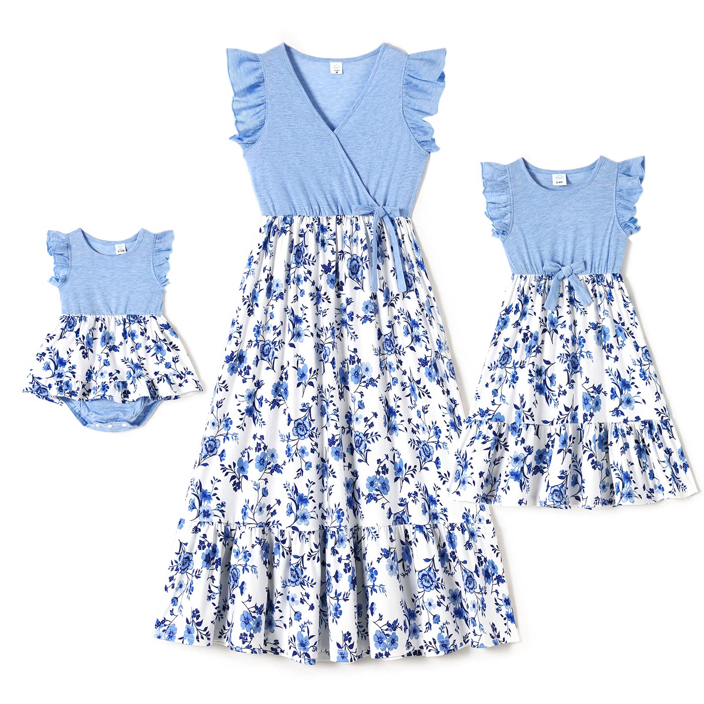 IFFEI Mommy and Me Dresses - Matching Pink Polka Dot Ruffle Flutter Sleeve Outfits for Mother and Daughter | Family Photo Shoot, Birthday Party, Easter Sunday Dress