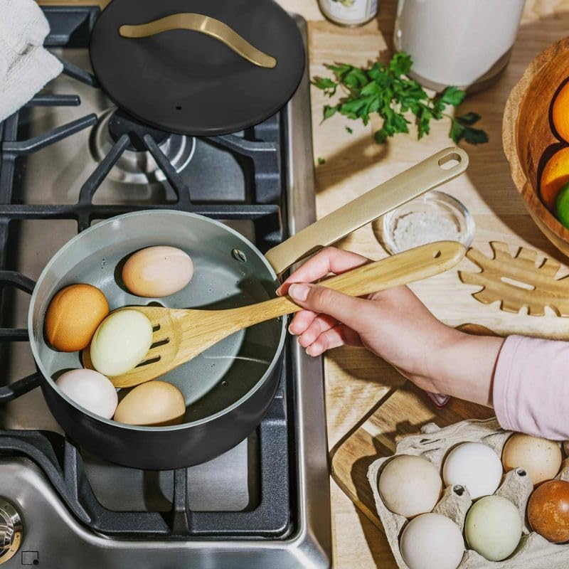 12-Piece Black Sesame Ceramic Non-Stick Cookware Set by Drew Barrymore - Oven & Dishwasher Safe, All Stovetop Compatible - Perfect for Baking, Roasting & Everyday Cooking