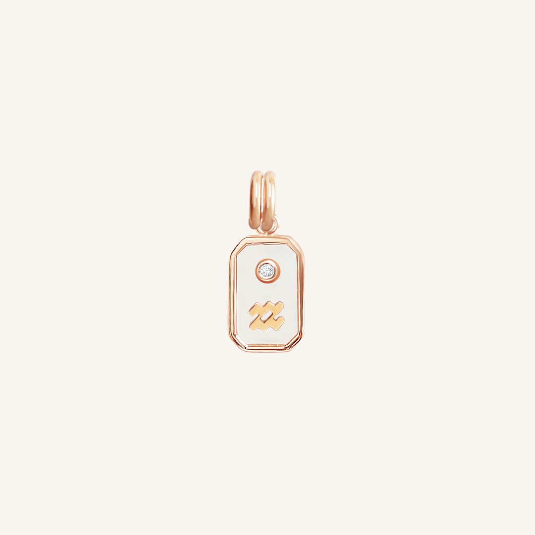 Iridescent Zodiac Charm Aquarius Pendant Necklace - Perfect for Birthday Gifts & Astrology Lovers
