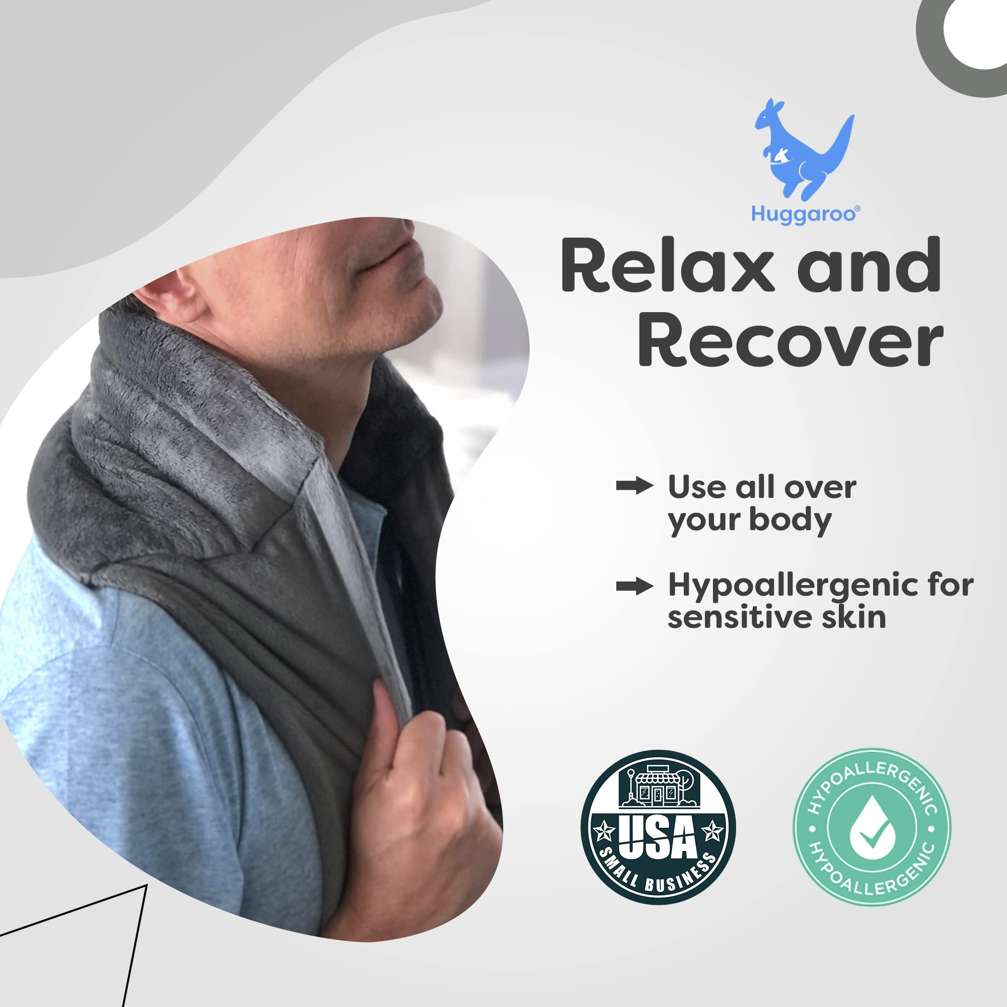 Relaxing Cordless Heating Pad for Neck, Shoulders & Back Pain Relief - Microwaveable & Reusable Hot Cold Therapy Pad - Unscented Gray Heating Pad for Home, Office & Travel Use