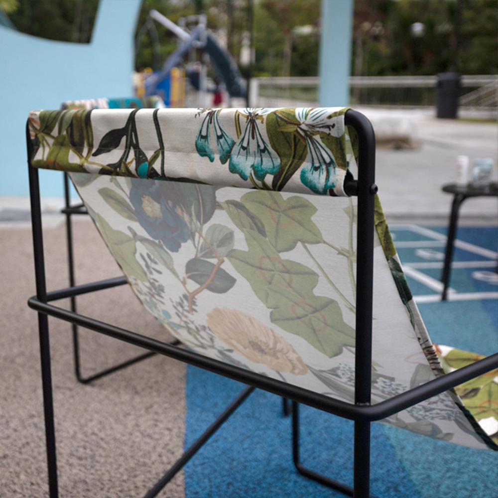 Stylish Coastal Designer Lounge Chair in Premium Denim - Perfect for Beach Houses, Patios, and Modern Living Rooms
