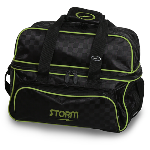 Storm 2 Ball Tote Deluxe Checkered Black/Lime Bowling Bag - Premium Bowling Accessory for Men & Women - Perfect for League Play, Tournaments and Bowling Practice
