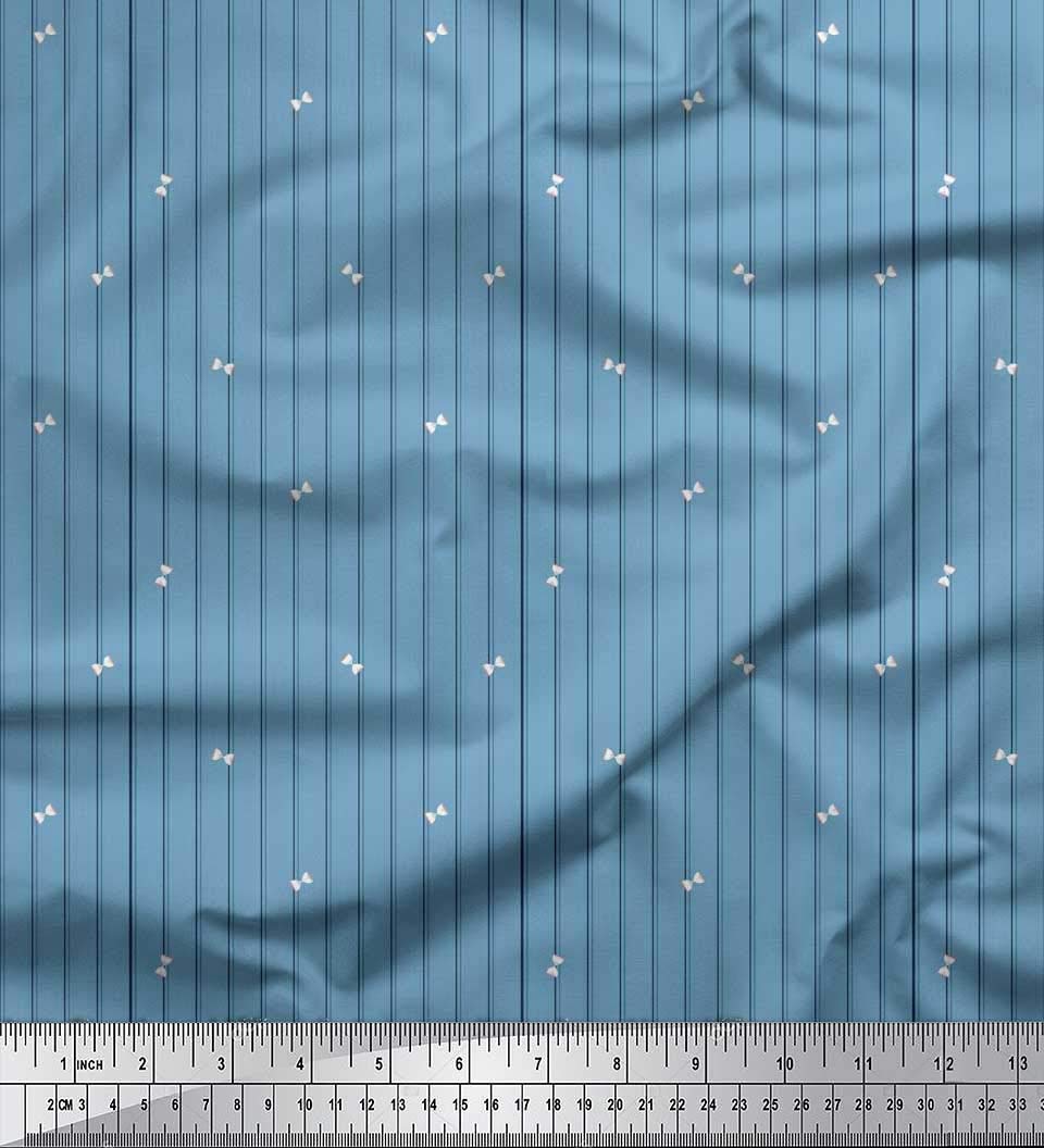 Soimoi Blue Viscose Chiffon Fabric by The Yard - 42 Inch Wide Sand Timer & Stripe Print - Timeless Style for Dresses, Scarves & Home Decor