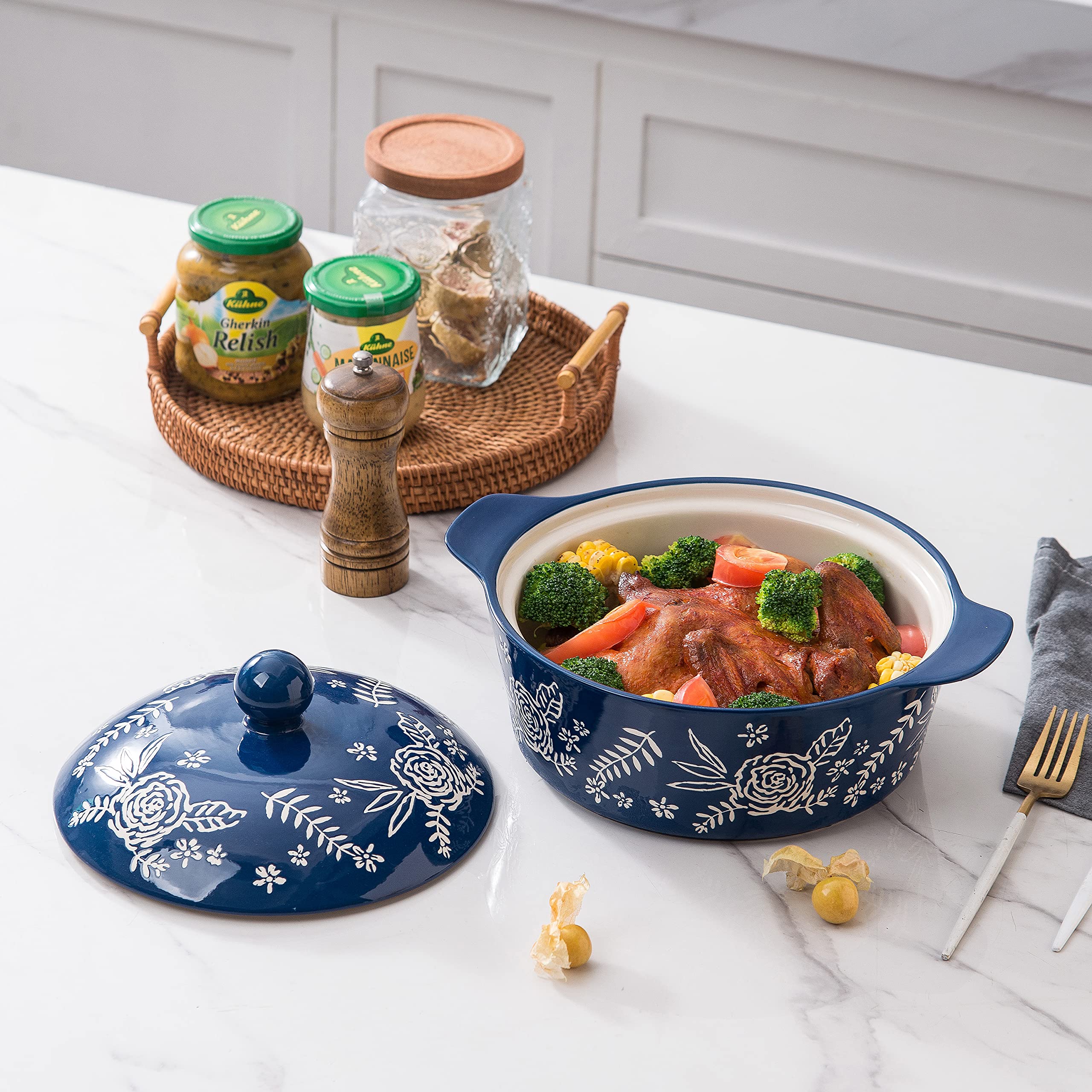 Wisenvoy Ceramic Casserole Dish with Lid - Oven Safe Baking Dish for Casseroles, Lasagna & More | Perfect for Family Dinners & Holiday Meals