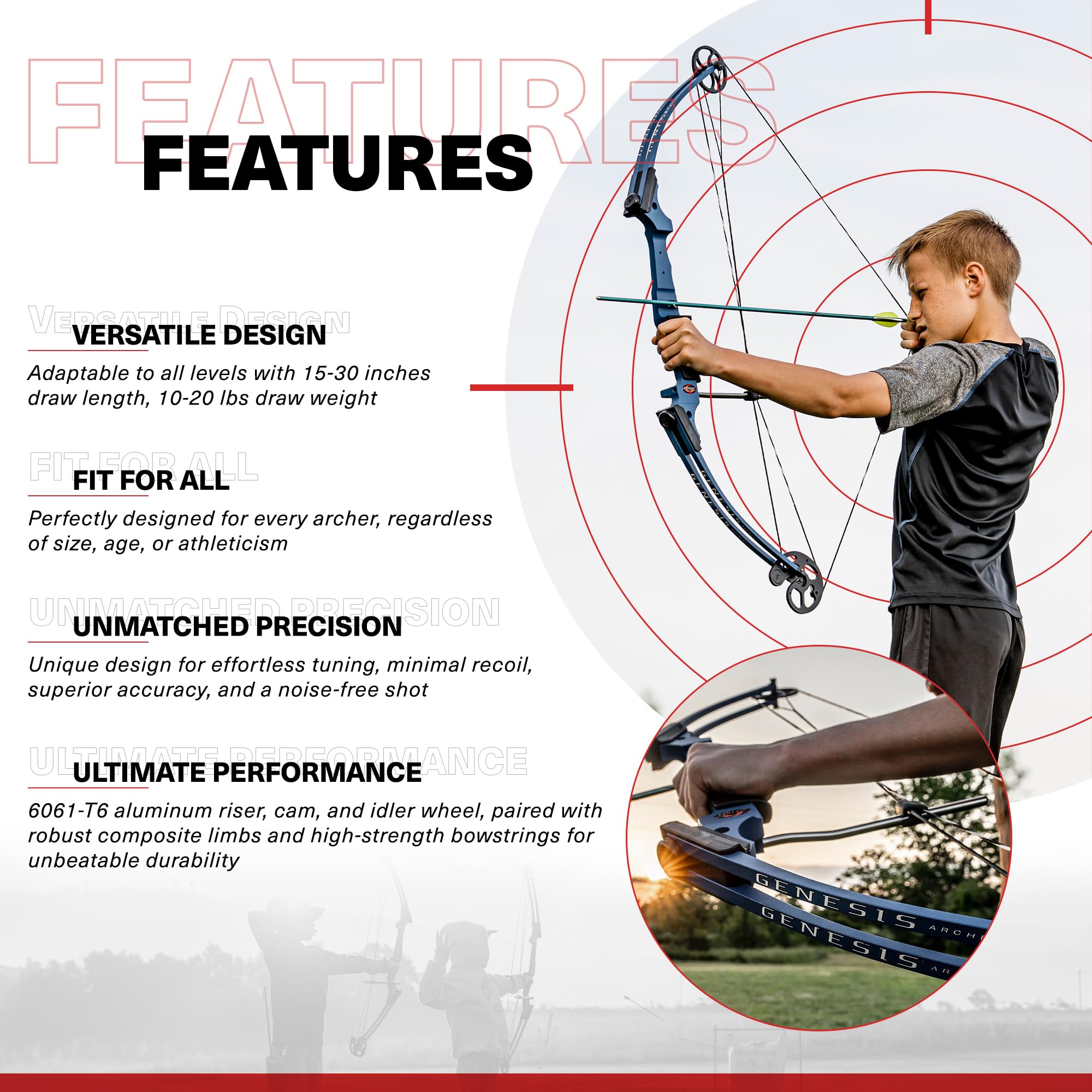Genesis Original Bow - Lightweight Compound Bow for Archery | Left & Right Hand Options | Perfect for Hunting, Target Practice & Outdoor Sports
