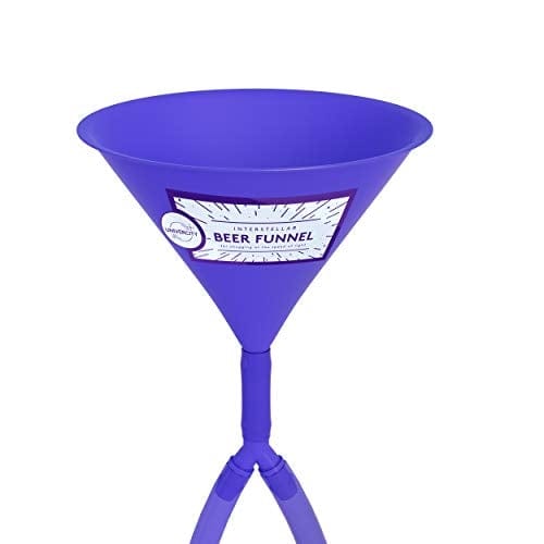 Double Beer Bong with Valves - 2 Foot Blue College Party Drinking Funnel for Beer Pong & Tailgating | Durable & Easy to Use by Univercity