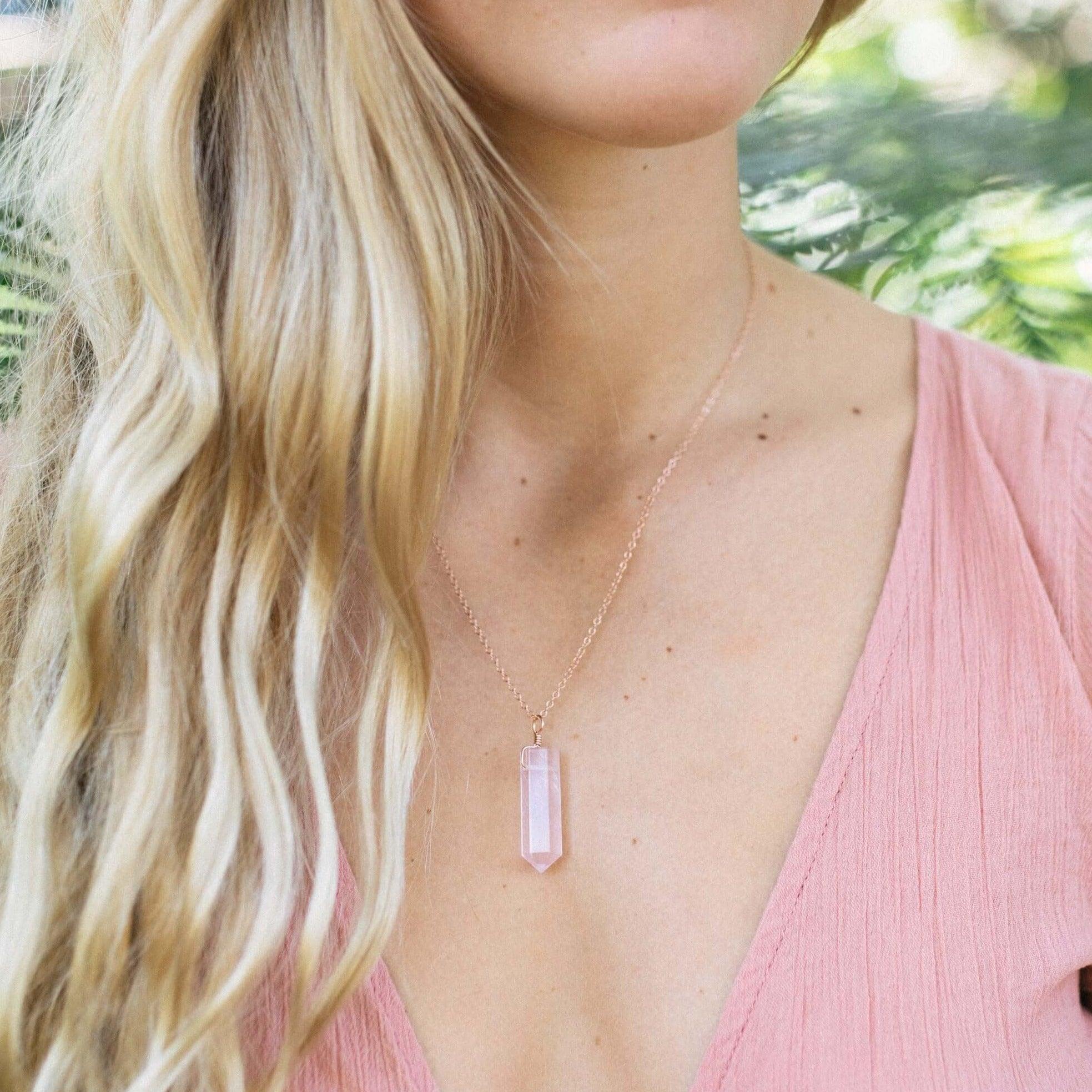 Rose Quartz Crystal Pendant Necklace - Healing Gemstone Jewelry for Women, Chakra Balancing & Positive Energy | Perfect for Meditation, Yoga & Spiritual Gifts