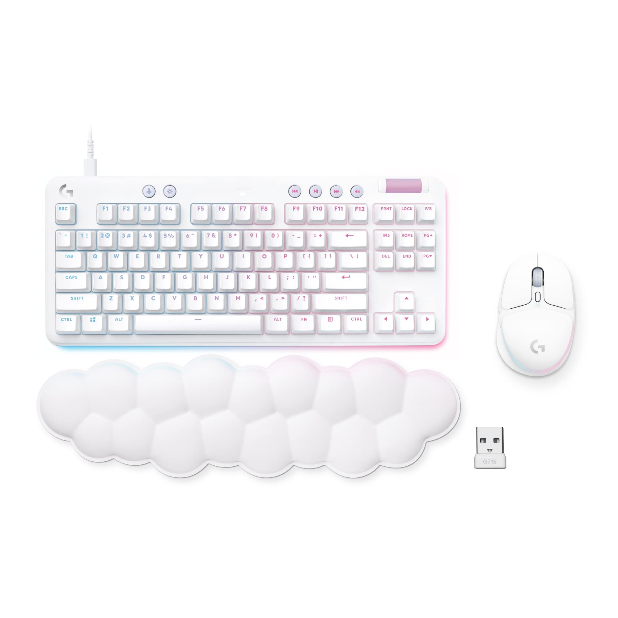 Logitech G713 Wired Mechanical Gaming Keyboard with Tactile Switches & G705 Wireless Gaming Mouse Combo - White Mist | Perfect for PC Gaming, Streaming & Esports Tournaments