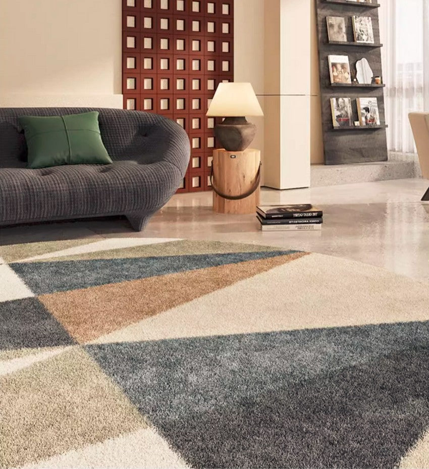 Abstract Contemporary Round Rugs - Modern Geometric Area Rugs for Dining Room, Bedroom & Living Room - Non-Slip Coffee Table Rug - Perfect for Home Decor, Office & Dorm Room