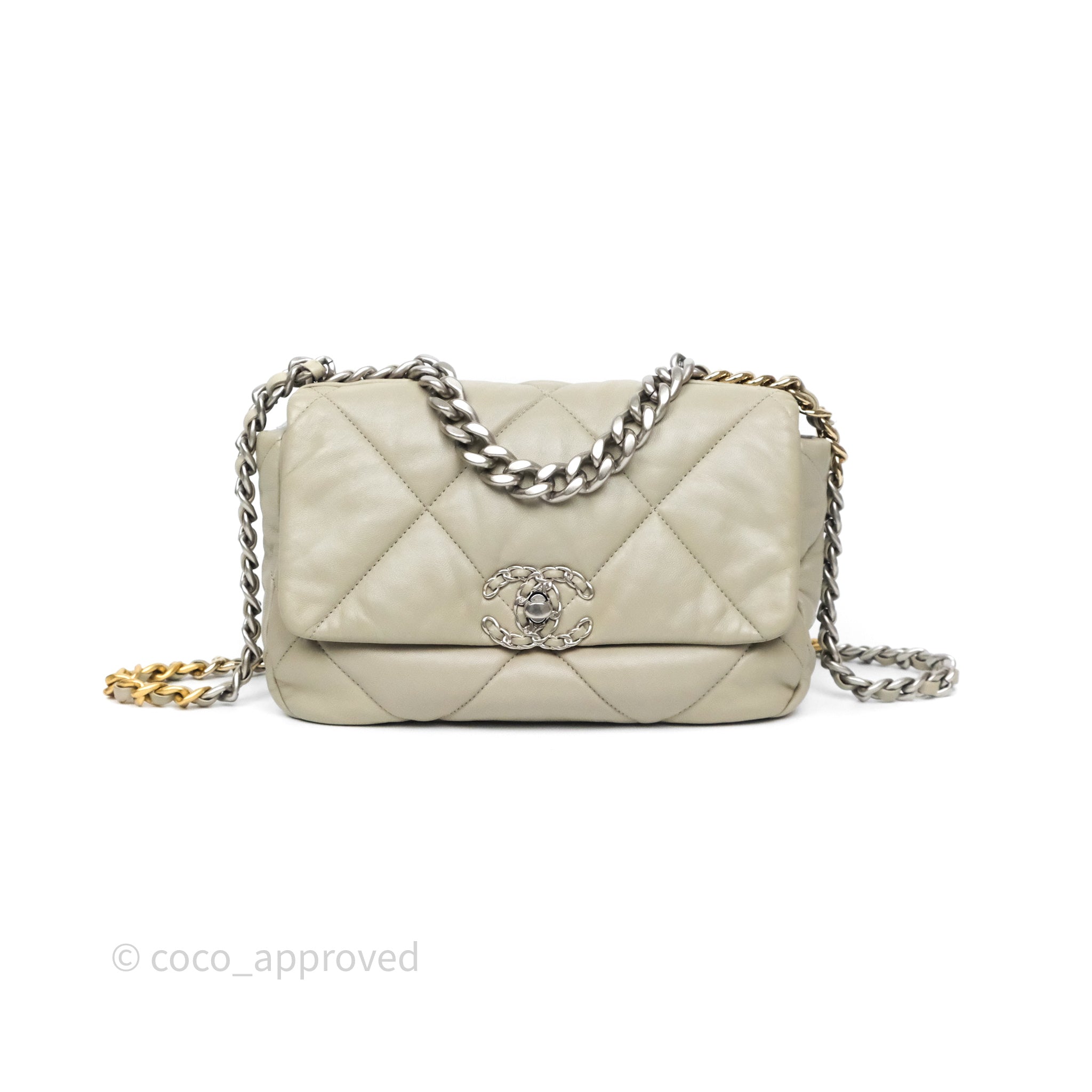 Chanel 19 Small Handbag in Sage Grey with Mixed Hardware - Luxury Crossbody Bag for Women, Perfect for Date Night & Evening Events