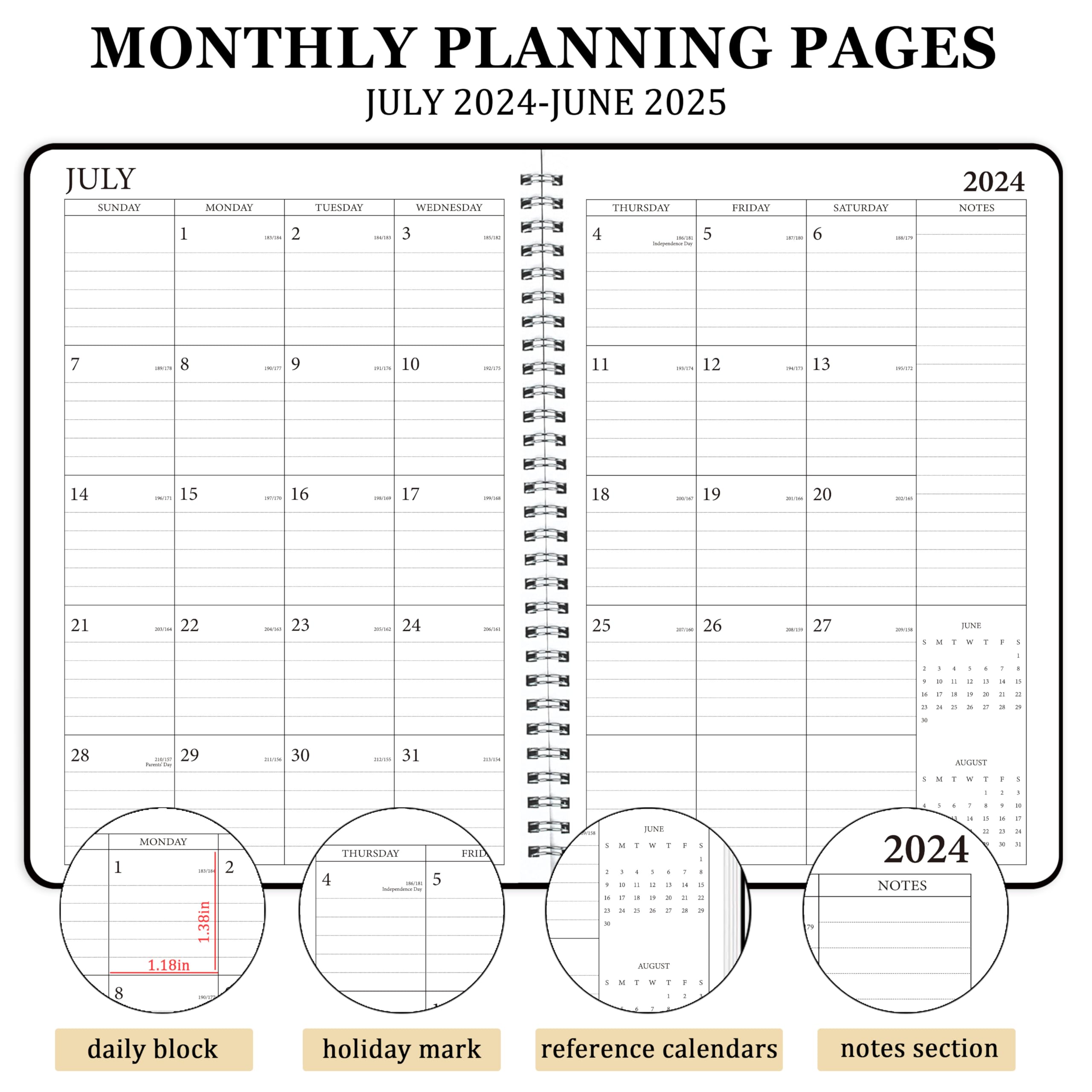 2024-2025 Academic Planner - July 2024 to June 2025 Daily Weekly Monthly Organizer, 5.7