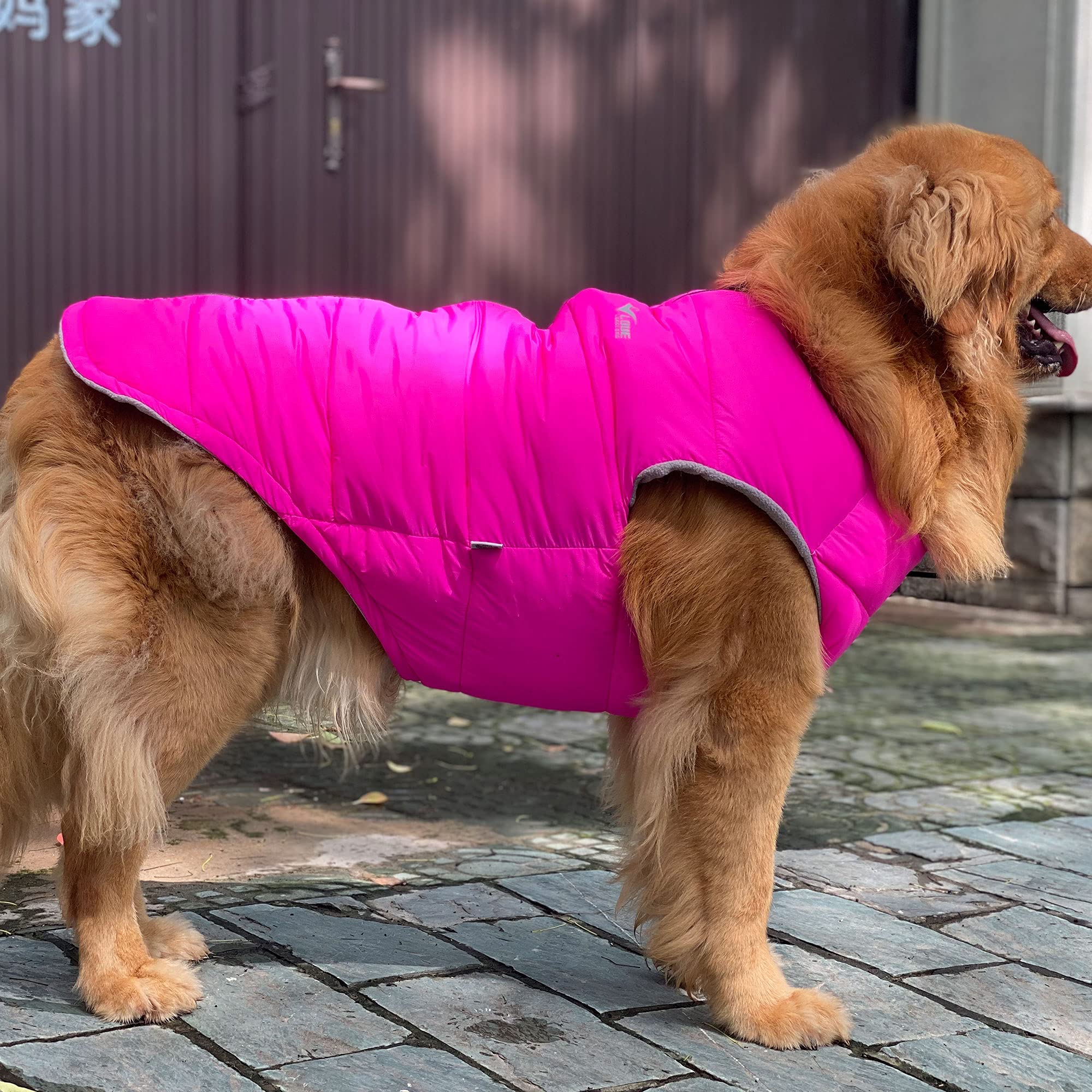 Waterproof Windproof Dog Winter Jacket - Super Warm Polar Fleece Dog Coat with Smooth Zipper for Small Medium Large Dogs (Rosered, XXXXL) - Perfect for Cold Weather Walks & Outdoor Adventures