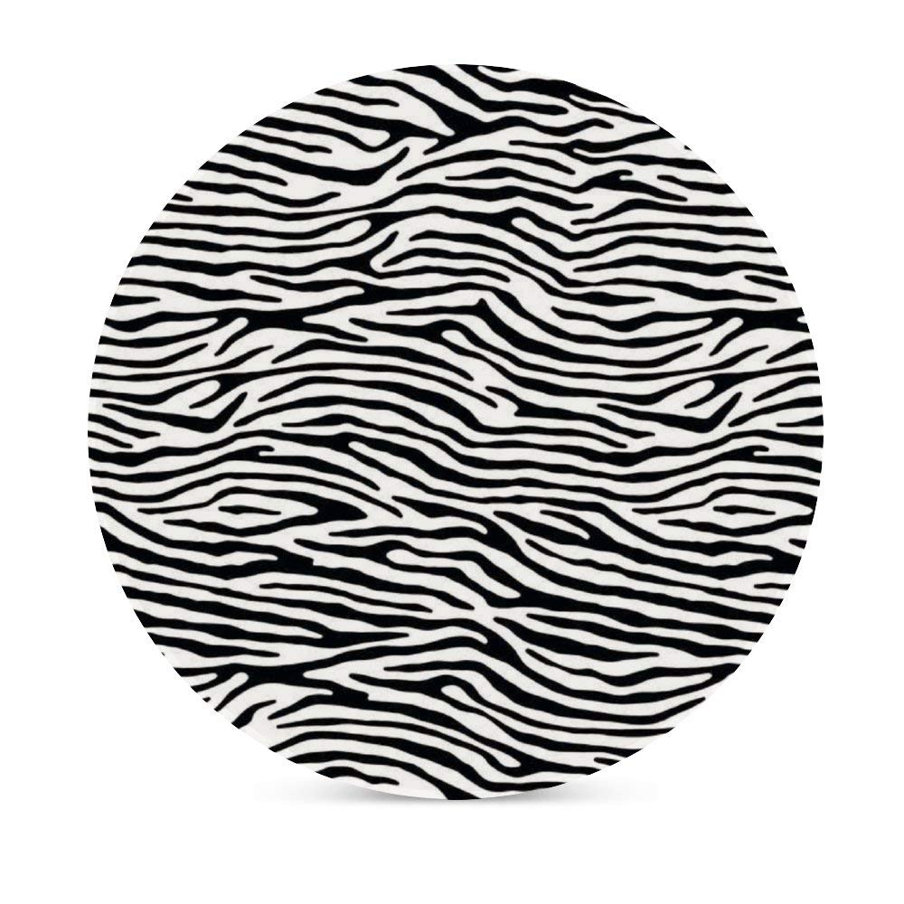 Zebra Print Ceramic Coasters Set of 2 - Absorbent Round Drink Coasters with Cork Base for Coffee Cups & Glasses - Black and White Bar & Farmhouse Home Decor for Dining Table, Coffee Table & Kitchen Use