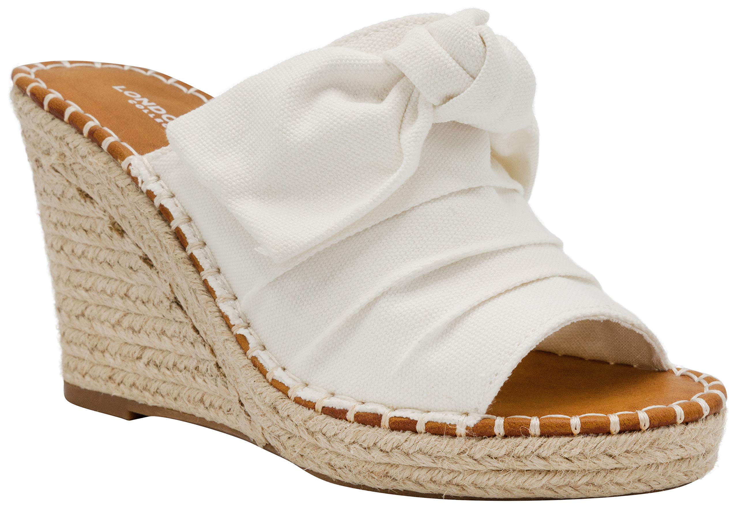 London Fog Women's Wedge Sandals with Bow - Casual Summer Shoes