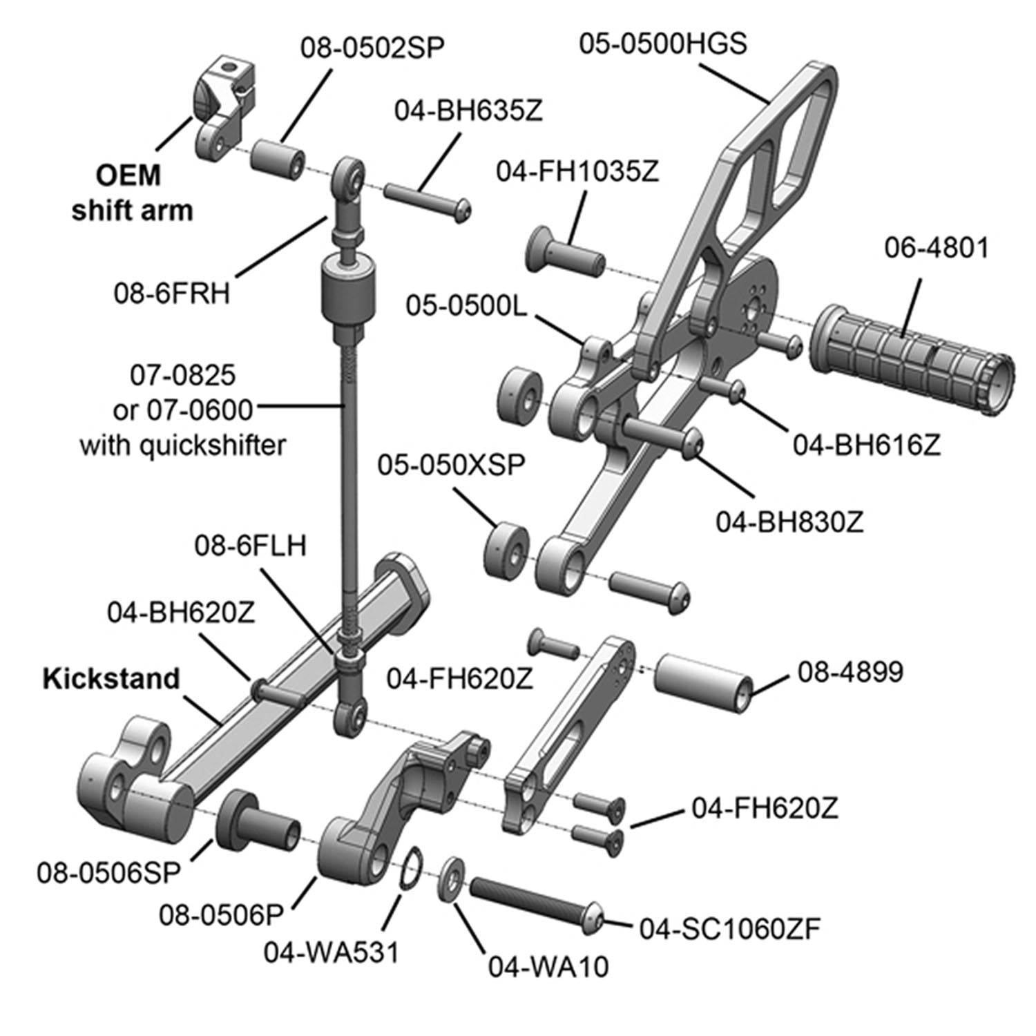 Triumph Daytona 675R GP Shift Rearset with Quick Shifter - High Performance Motorcycle Foot Pegs for Racing & Track Days