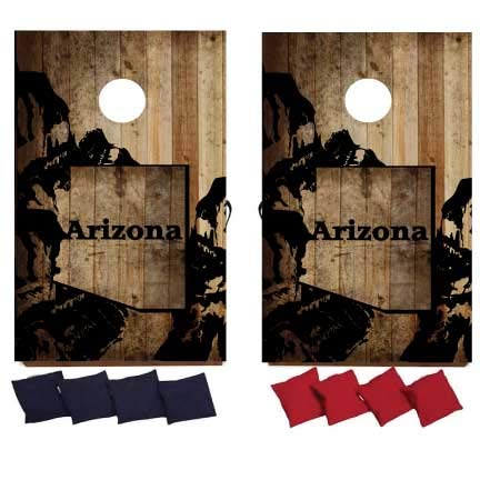 Arizona Cornhole Game Set - Premium Cornhole Bags & Boards for Outdoor Toss Games - Perfect for Backyard BBQs, Tailgating, and College Parties (State of Arizona Design)