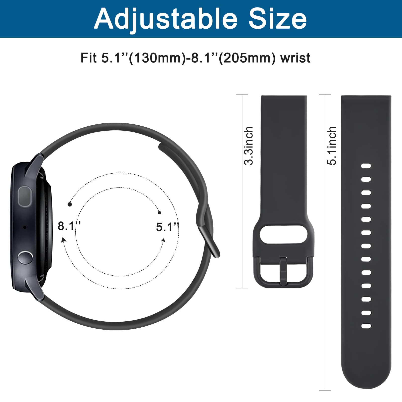 Meliya Quick Release Silicone Watch Bands - 20mm 22mm Soft Replacement Strap for Women & Men - Perfect for Fitness, Swimming & Everyday Wear