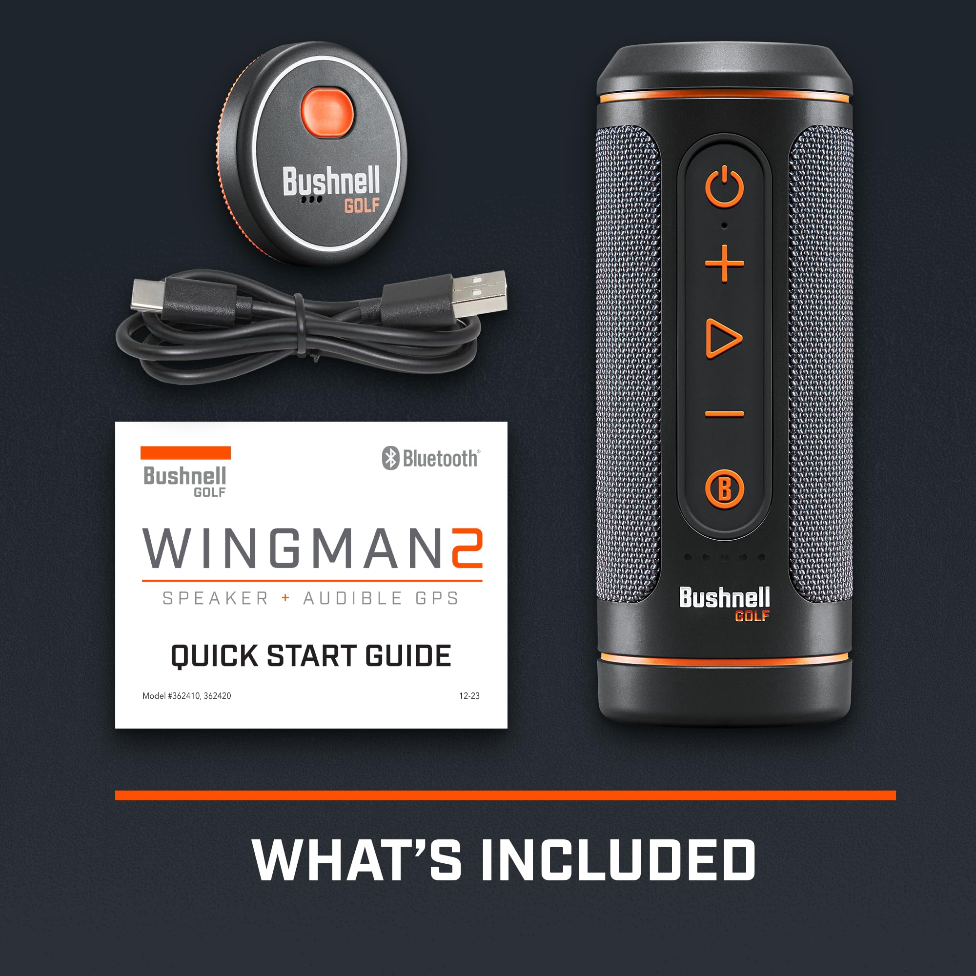 Bushnell Golf Wingman 2 Bluetooth Speaker with Audible GPS Distance Measurements - Perfect for Golf Courses, Driving Ranges & Outdoor Sports