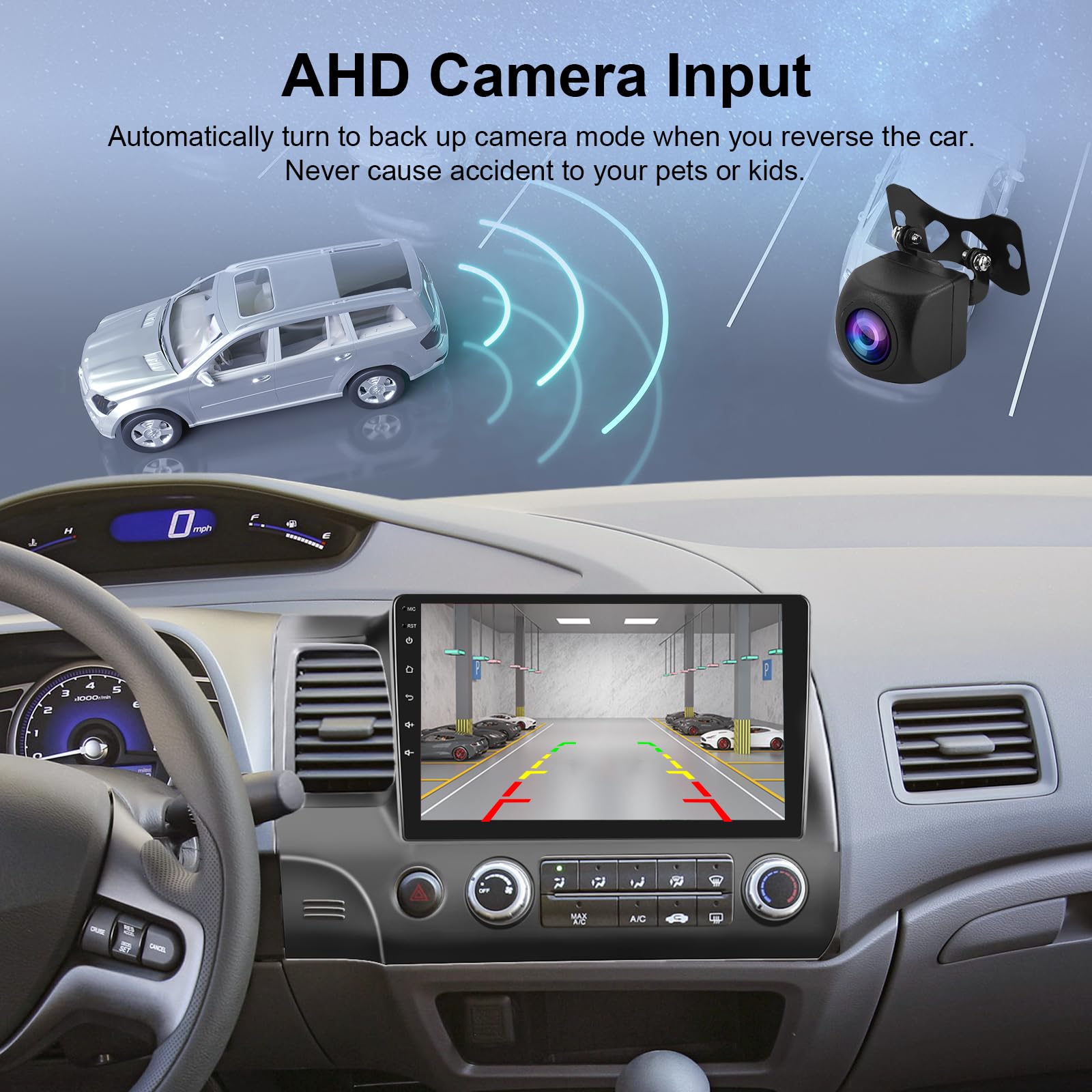 10.1 Inch Android 13 Car Stereo with CarPlay for Honda Civic 2006-2011 | Rimoody Touchscreen GPS Navigation | WiFi Bluetooth FM/RDS | HiFi Sound & SWC | AHD Backup Camera | Perfect for Commuting & Road Trips
