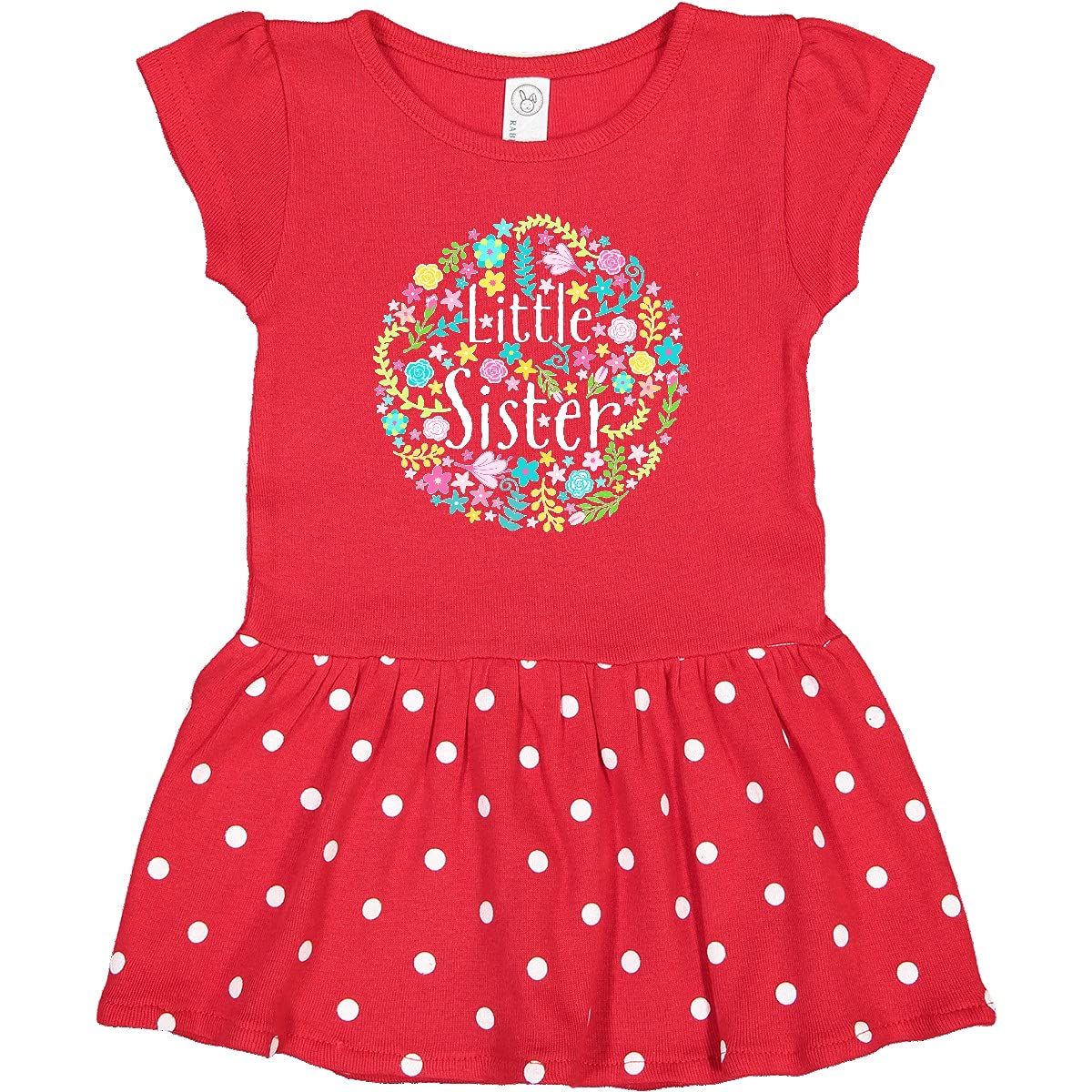 Inktastic Little Sister with Flower Circle Infant Dress - Cute Baby Girl Outfit for Special Occasions & Family Photos