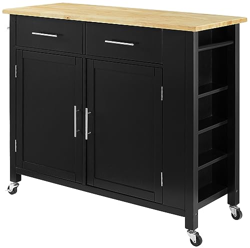Black With Natural Wood Top