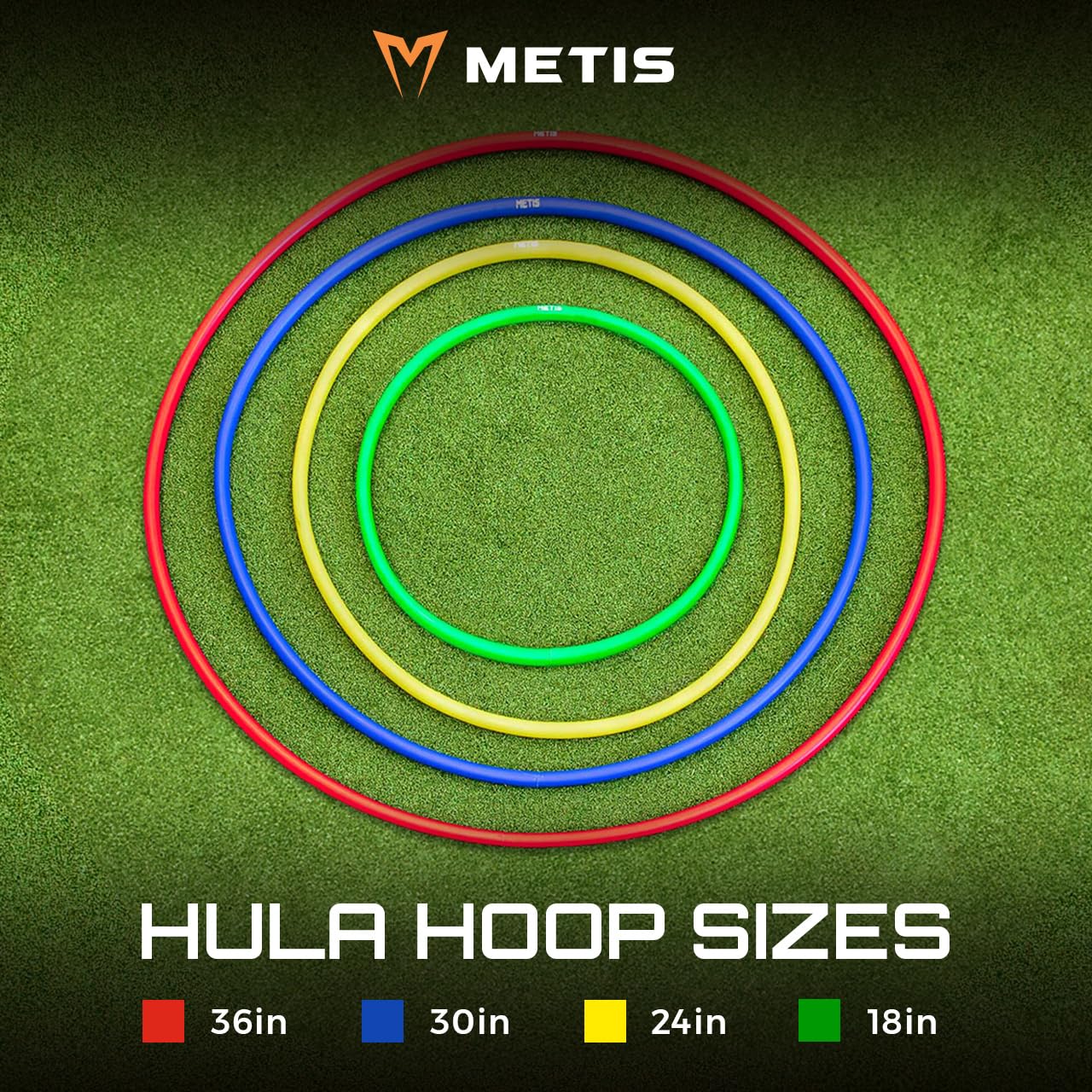 METIS Hula Hoops - Pack of 6 or 12 for Fitness, Exercise & Gymnastics | Kids & Adults Workout Equipment | Dog Agility Training Tool [4 Size Options] - Perfect for Home Gym, Outdoor Activities & Pet Training