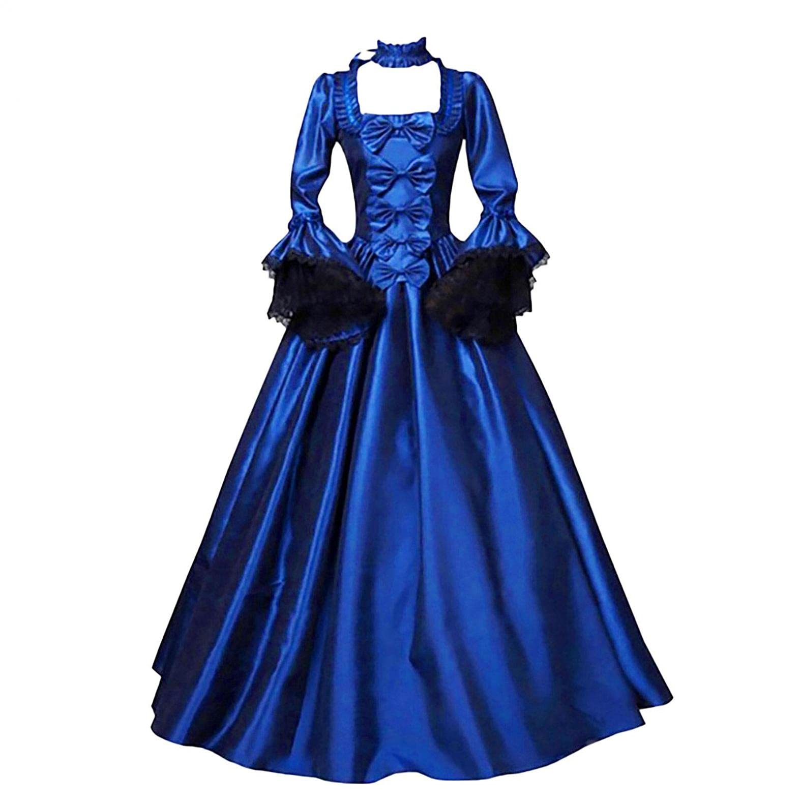 Siilsaa Women's Maxi Dress - Medieval Cosplay Gothic Corset Dress with Long Sleeves, Retro Plus Size Halloween Costume | Perfect for Renaissance Fairs, LARP Events & Gothic Fashion