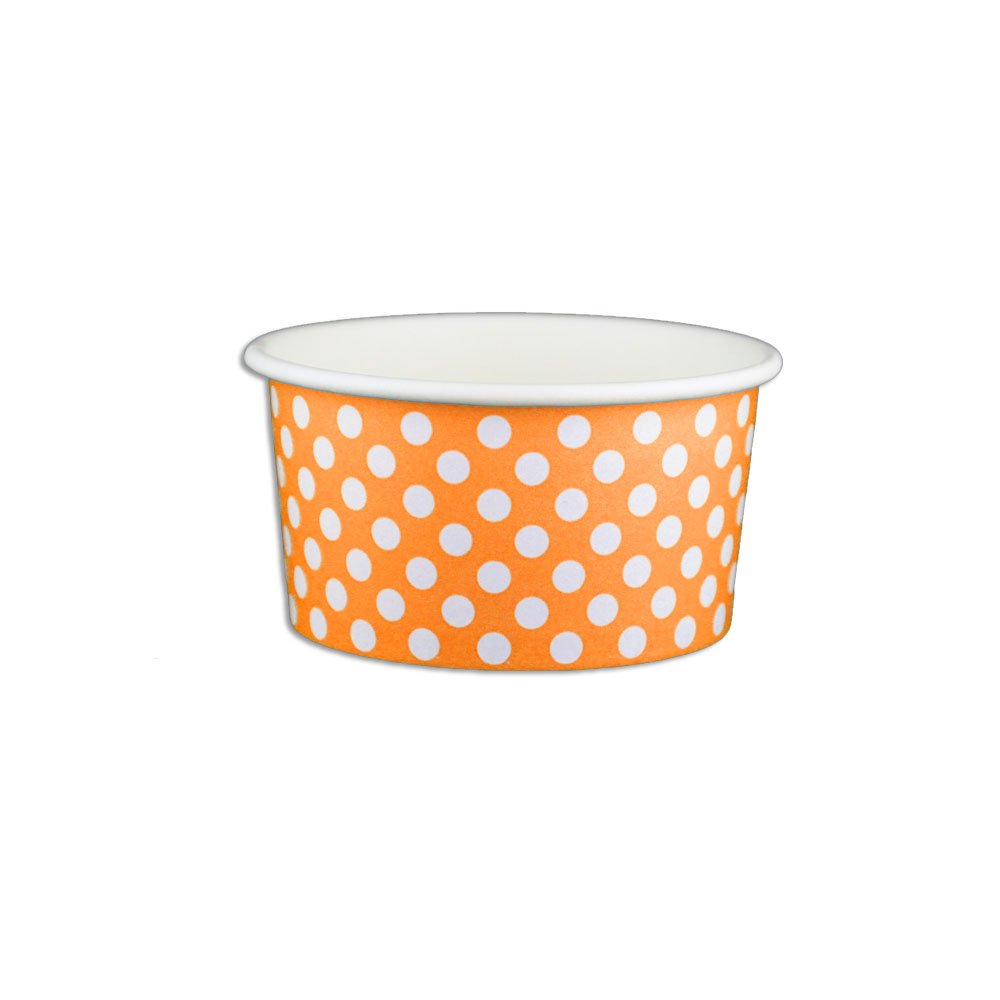 6 oz Yogurt Paper Cups - 1000 Count Bulk Pack, Disposable Polka Dot Orange Dessert Cups for Party, Ice Cream, Parfait & Snacks - Eco-Friendly Food Safe Containers